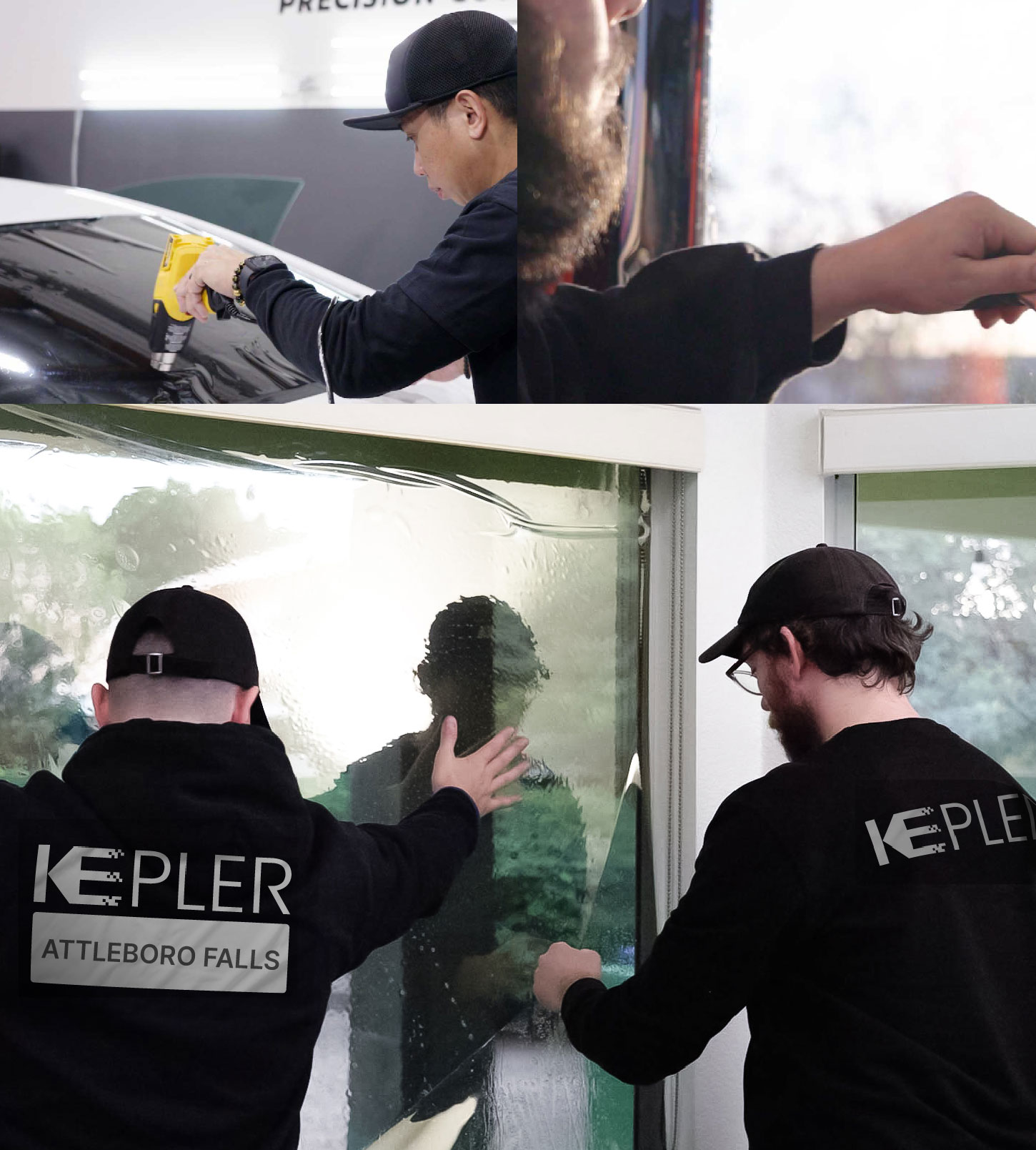 Kepler Technician Applying High-tech Window Tint to Home in Attleboro Falls