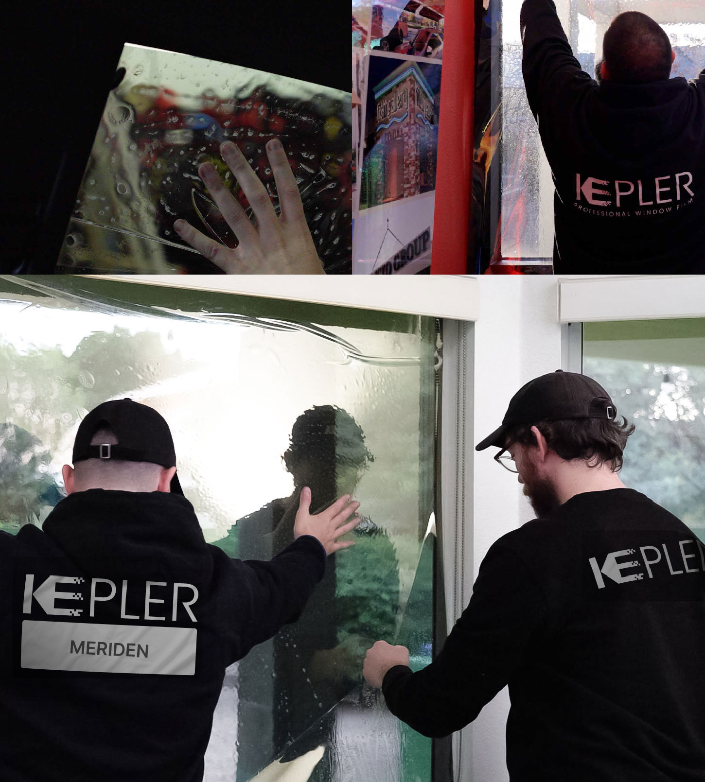 Kepler Technician Installing Ceramic Window Tint to Home in Meriden