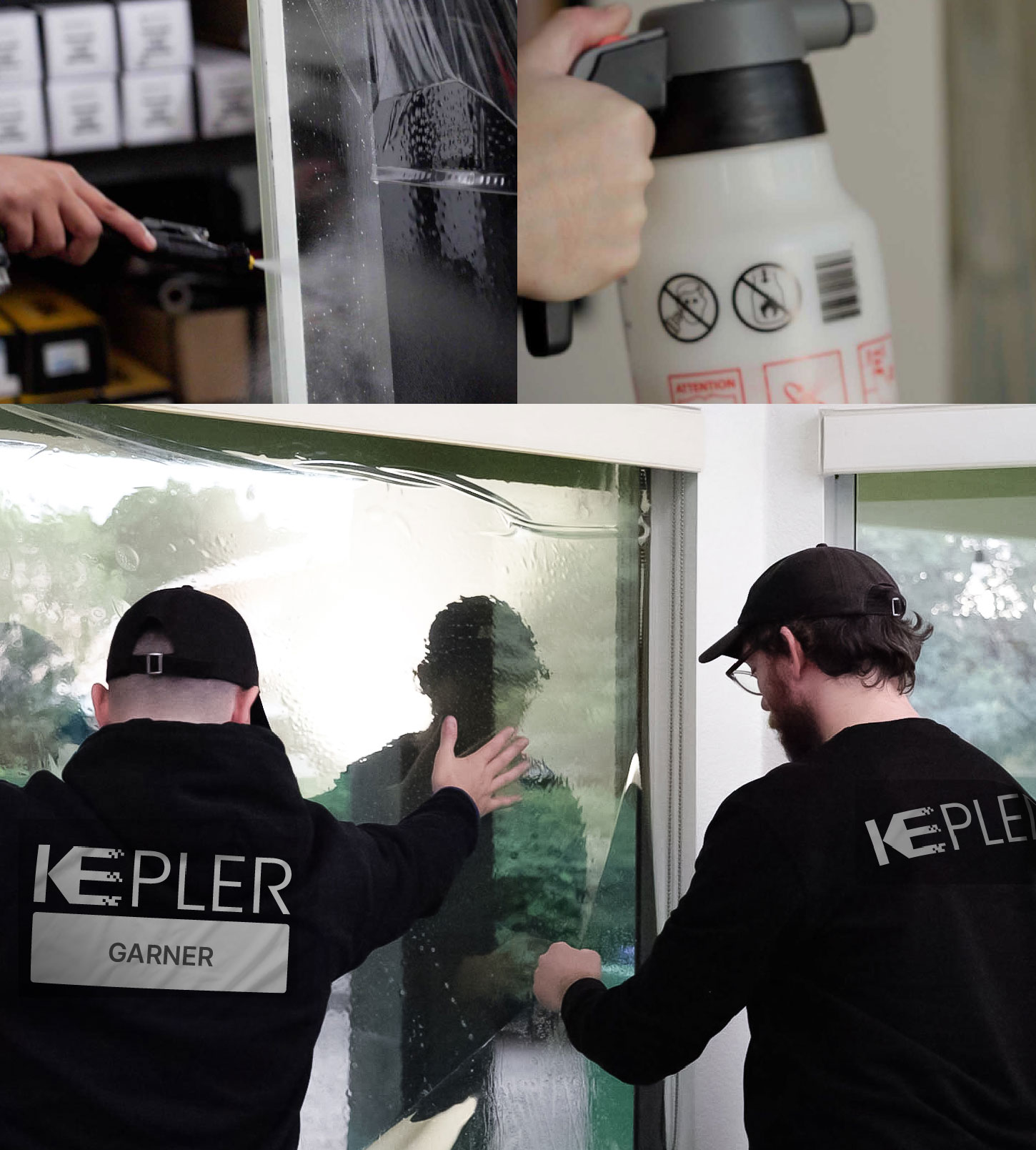 Expert Technician Installing High-tech Window Tint to Home in Garner