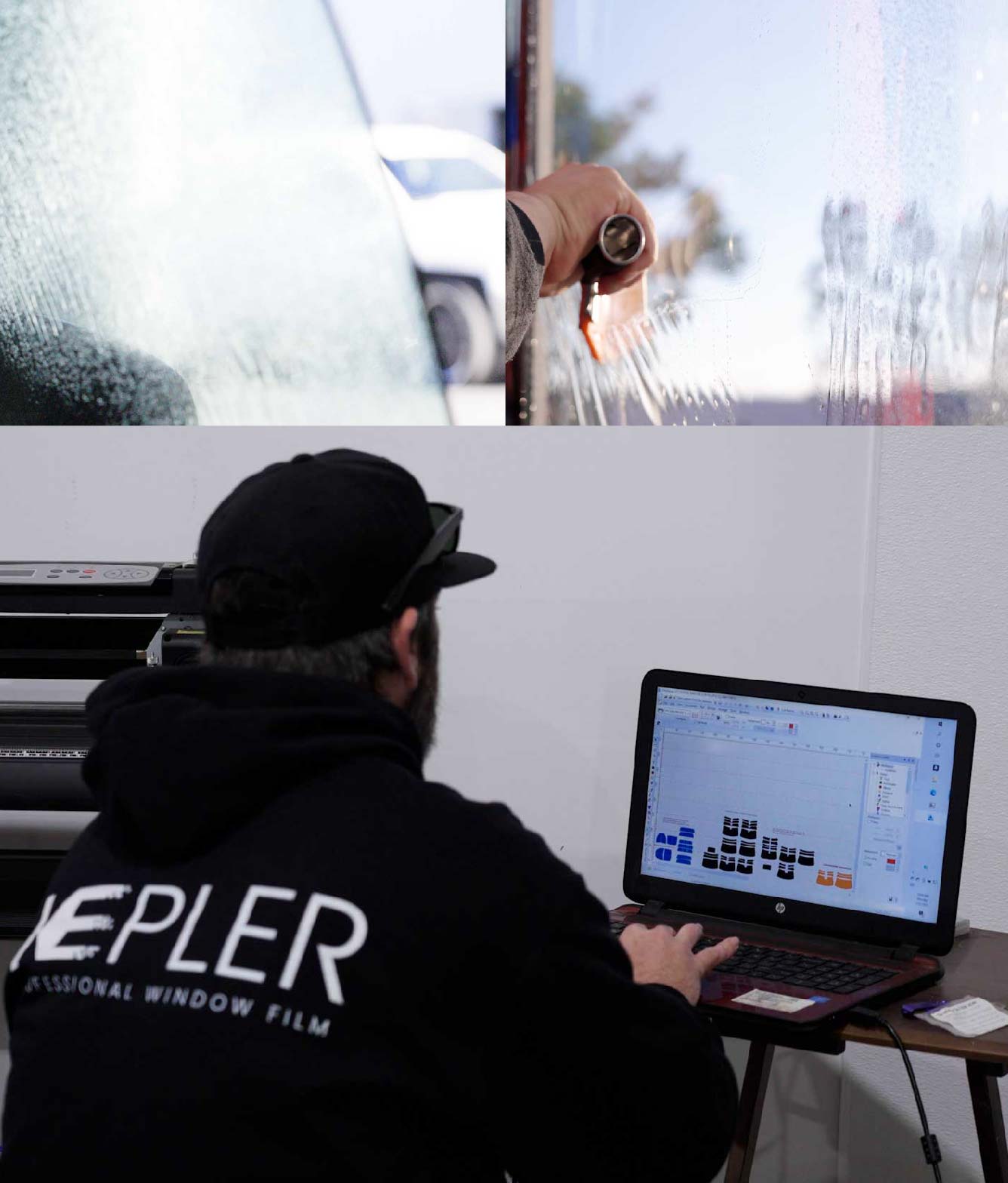 Ceramic Window Tinting Expert Cutting Film in Bainbridge Island, Washington