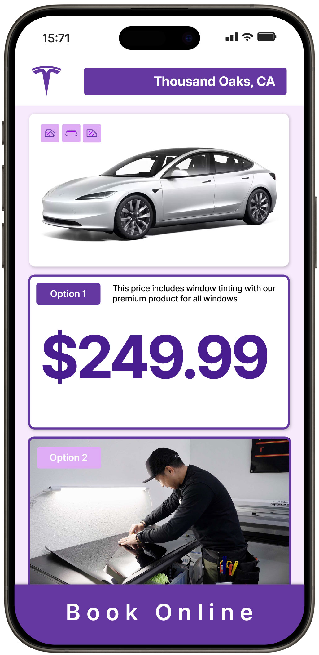 View Reasonable Tesla Window Tinting Prices in Thousand Oaks, California