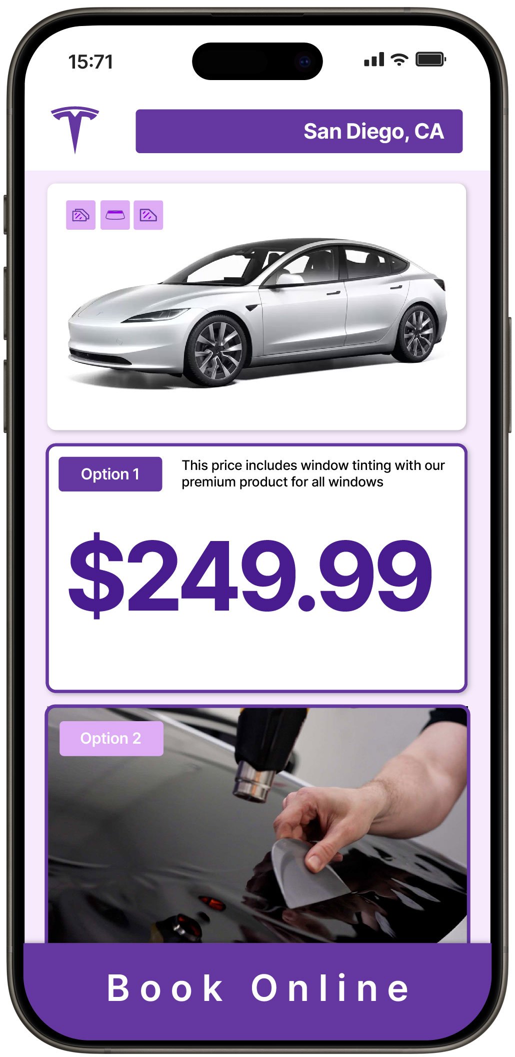View Competitive Tesla Window Tinting Rates in San Diego, California