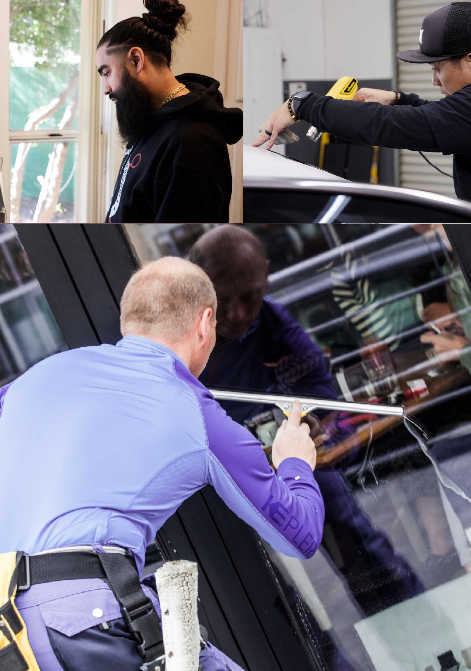 Kepler Skilled Applying Anti-Graffiti Window Film to a Bremerton Shop Front