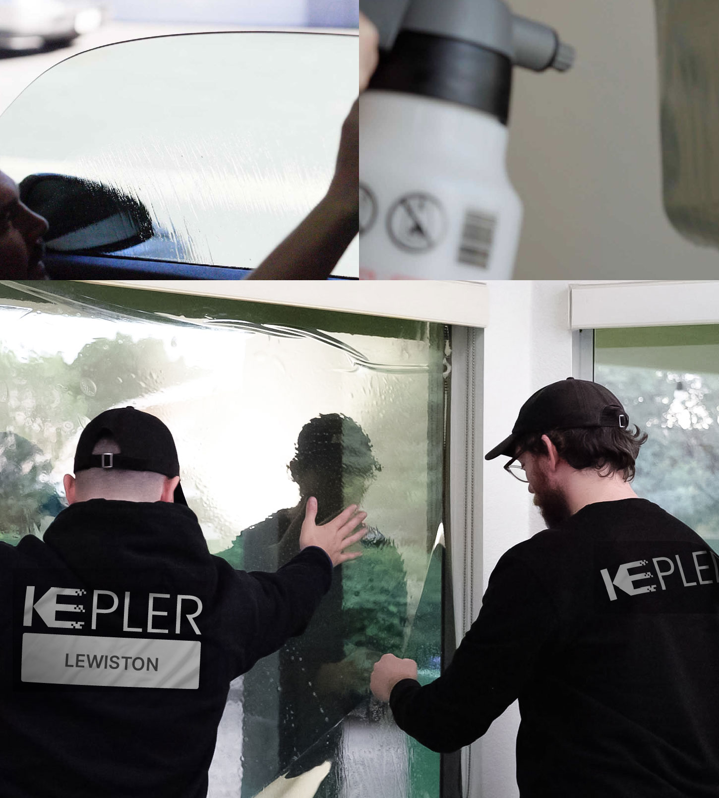 Kepler Technician Applying High-tech Window Tint to Home in Lewiston