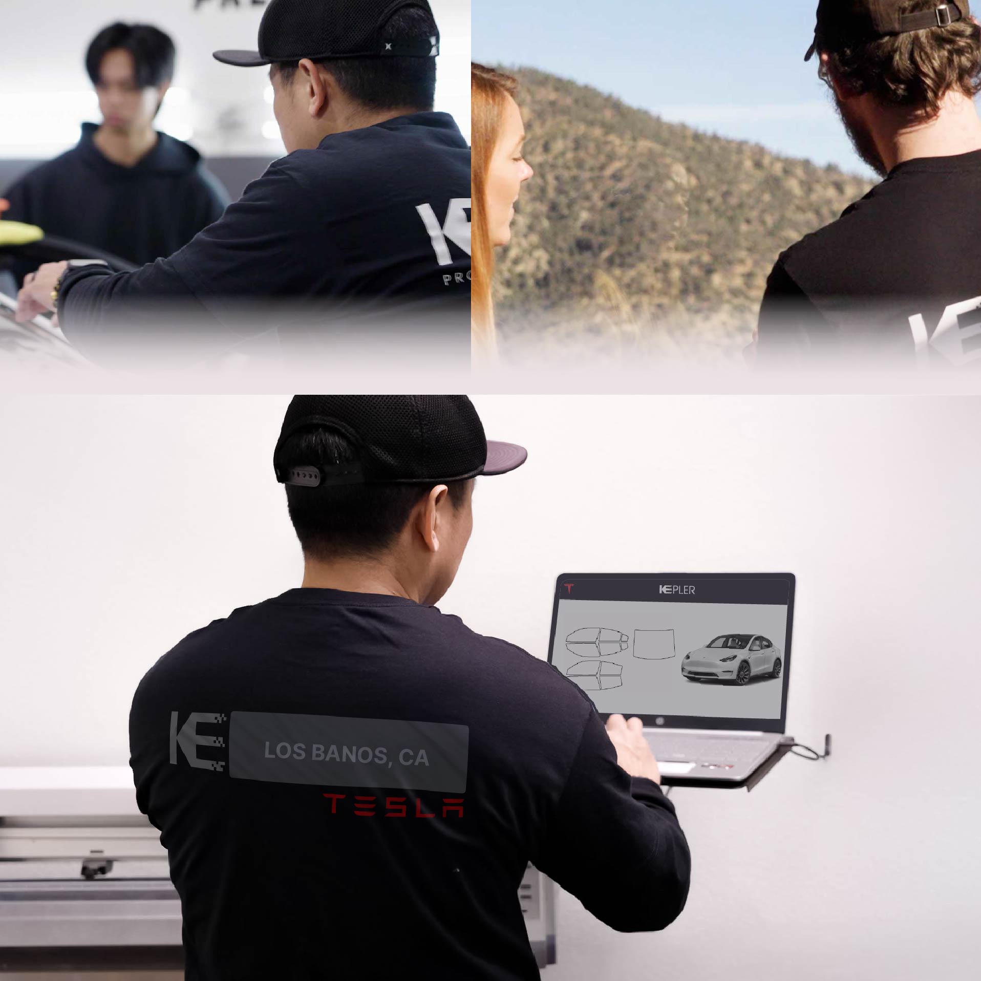 Expert Technician Fitting Advanced Window Tint to Tesla in Los Banos