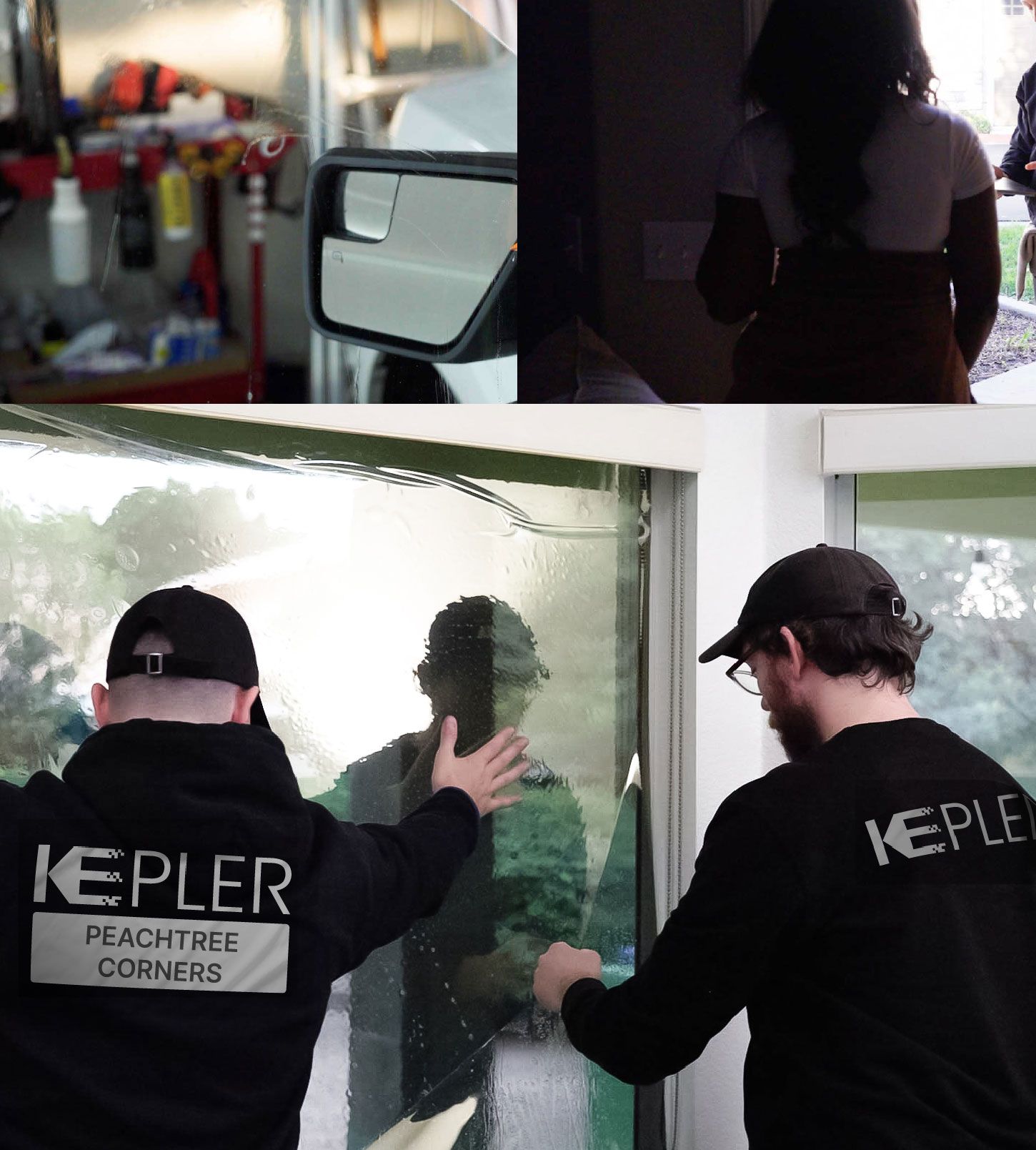 Kepler Technician Fitting High-tech Window Tint to Home in Peachtree Corners