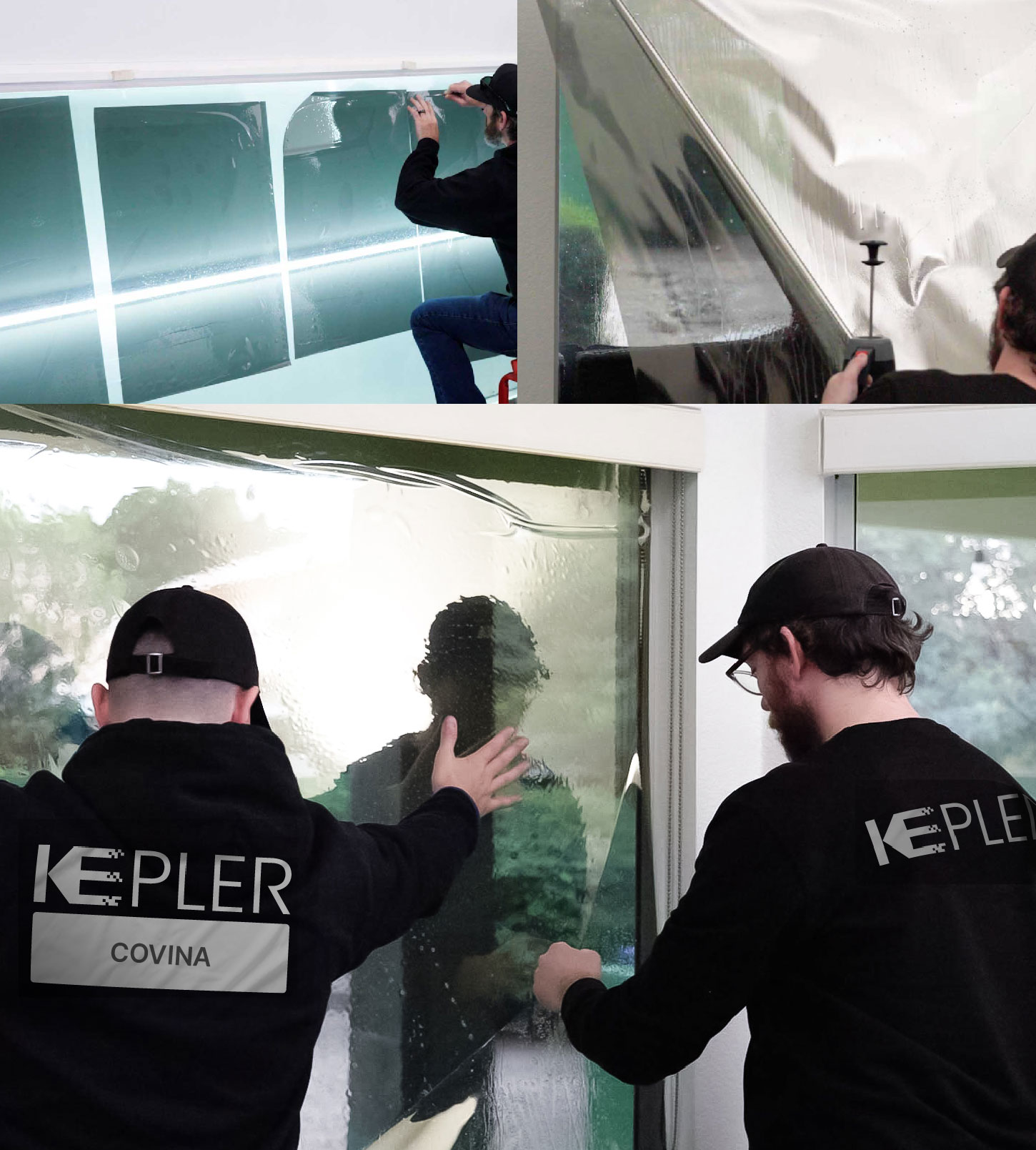 Kepler Technician Applying High-tech Window Tint to Home in Covina