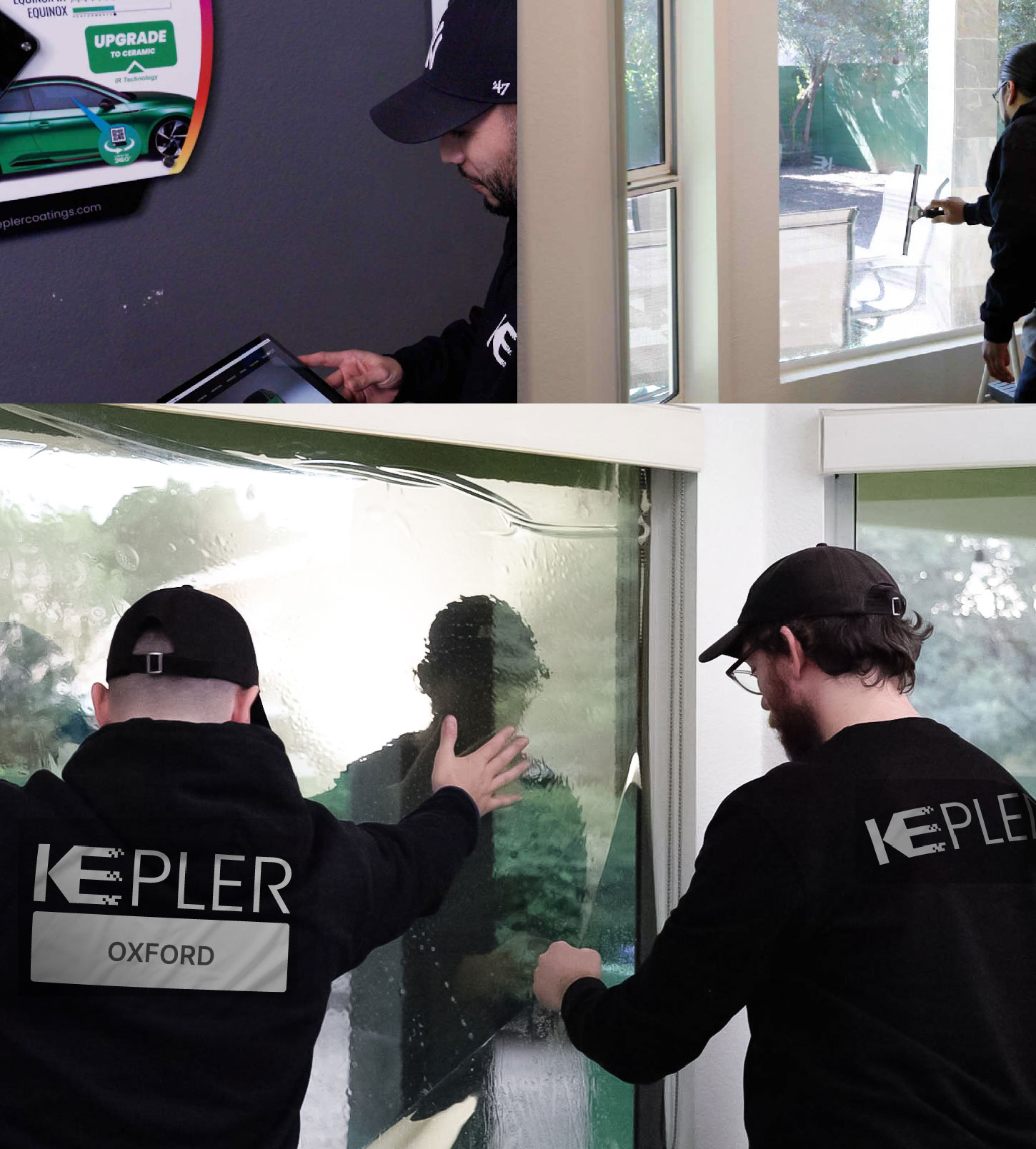 Expert Technician Applying High-tech Window Tint to Home in Oxford