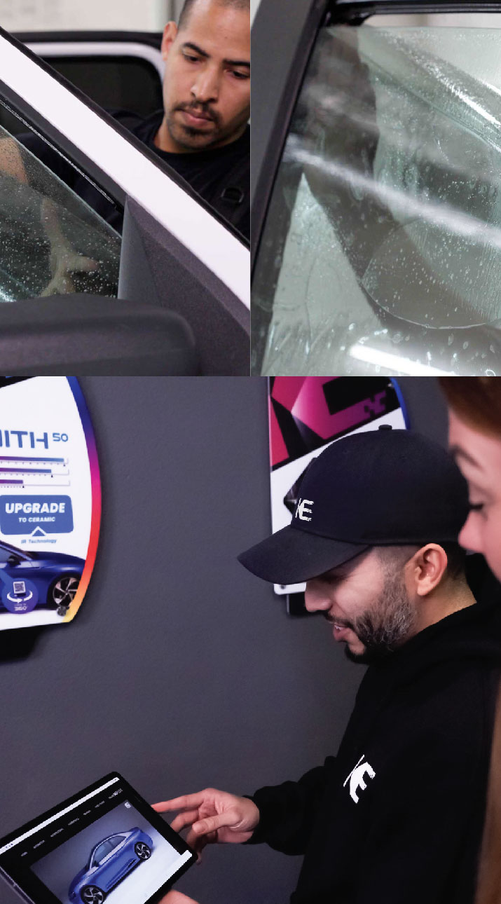 Kepler Dealer Showing Car Window Film Options to Customer in Douglas, Arizona