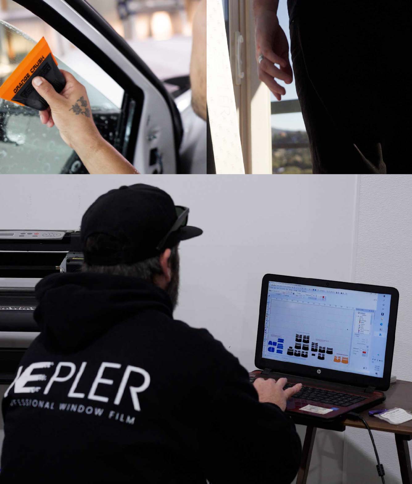 Ceramic Window Tinting Expert Cutting Film in Grapevine, Texas