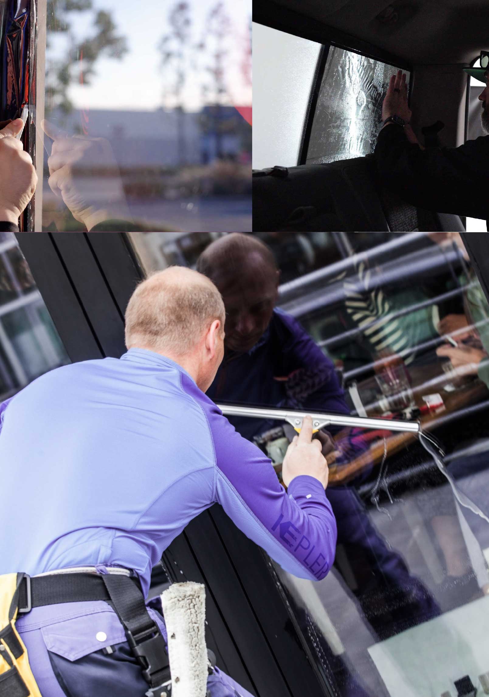Kepler Skilled Applying Anti-Graffiti Window Film to a Newport Shop Front