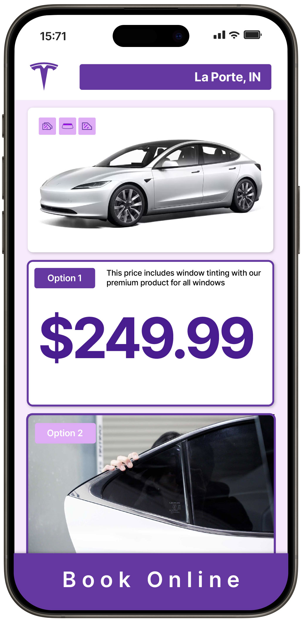 View Affordable Tesla Window Tinting Rates in Brownsburg, Indiana