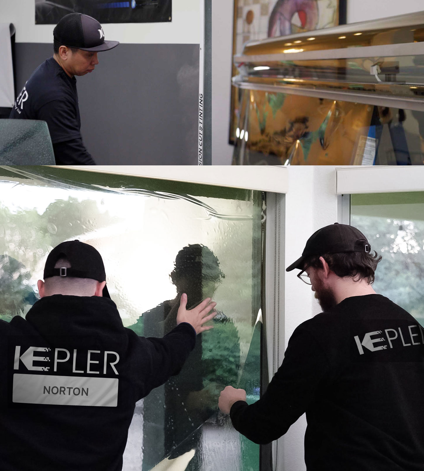 Expert Technician Installing Ceramic Window Tint to Home in Norton