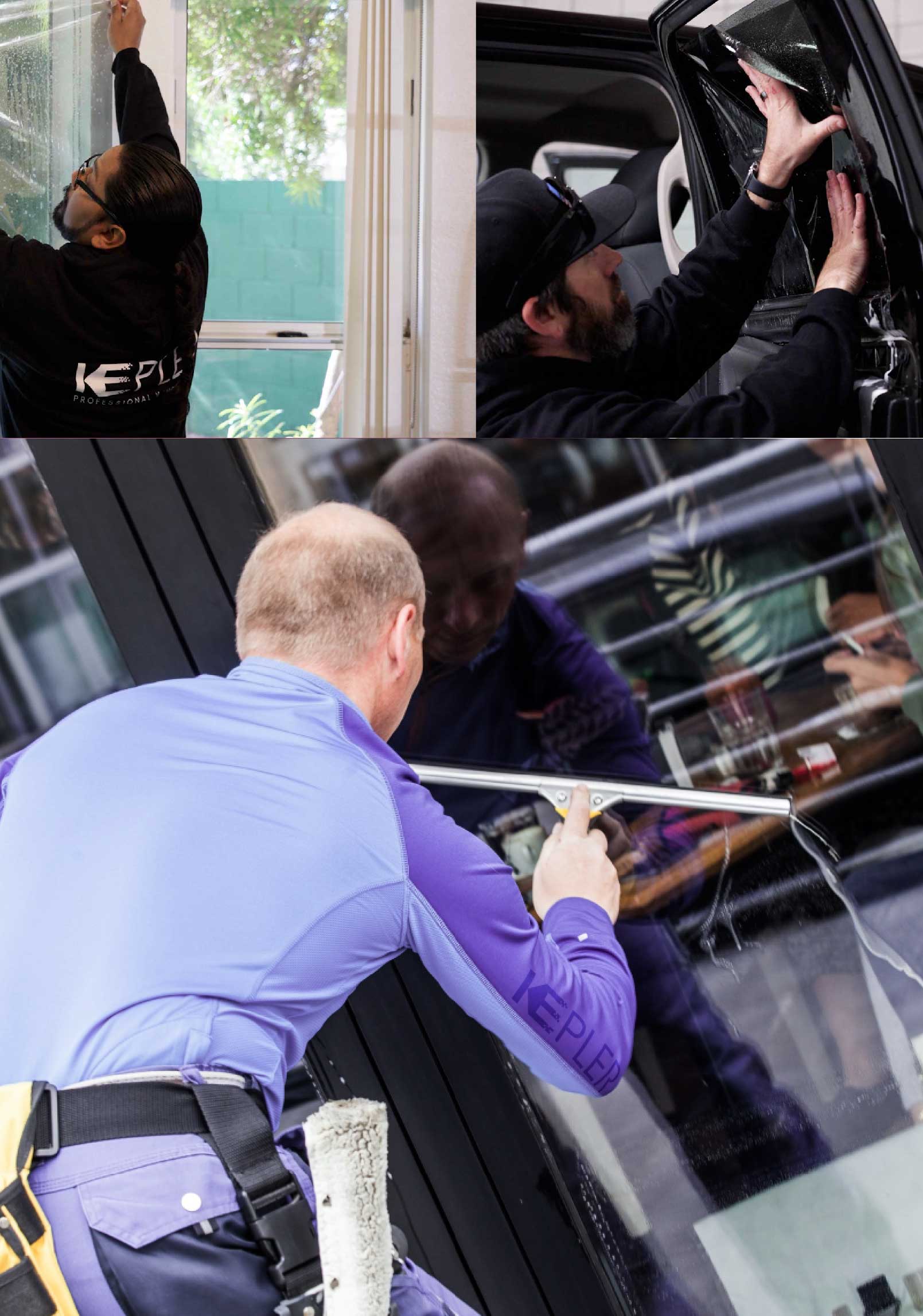 Kepler Professional Applying Anti-Graffiti Window Film to a Raleigh Shop Front