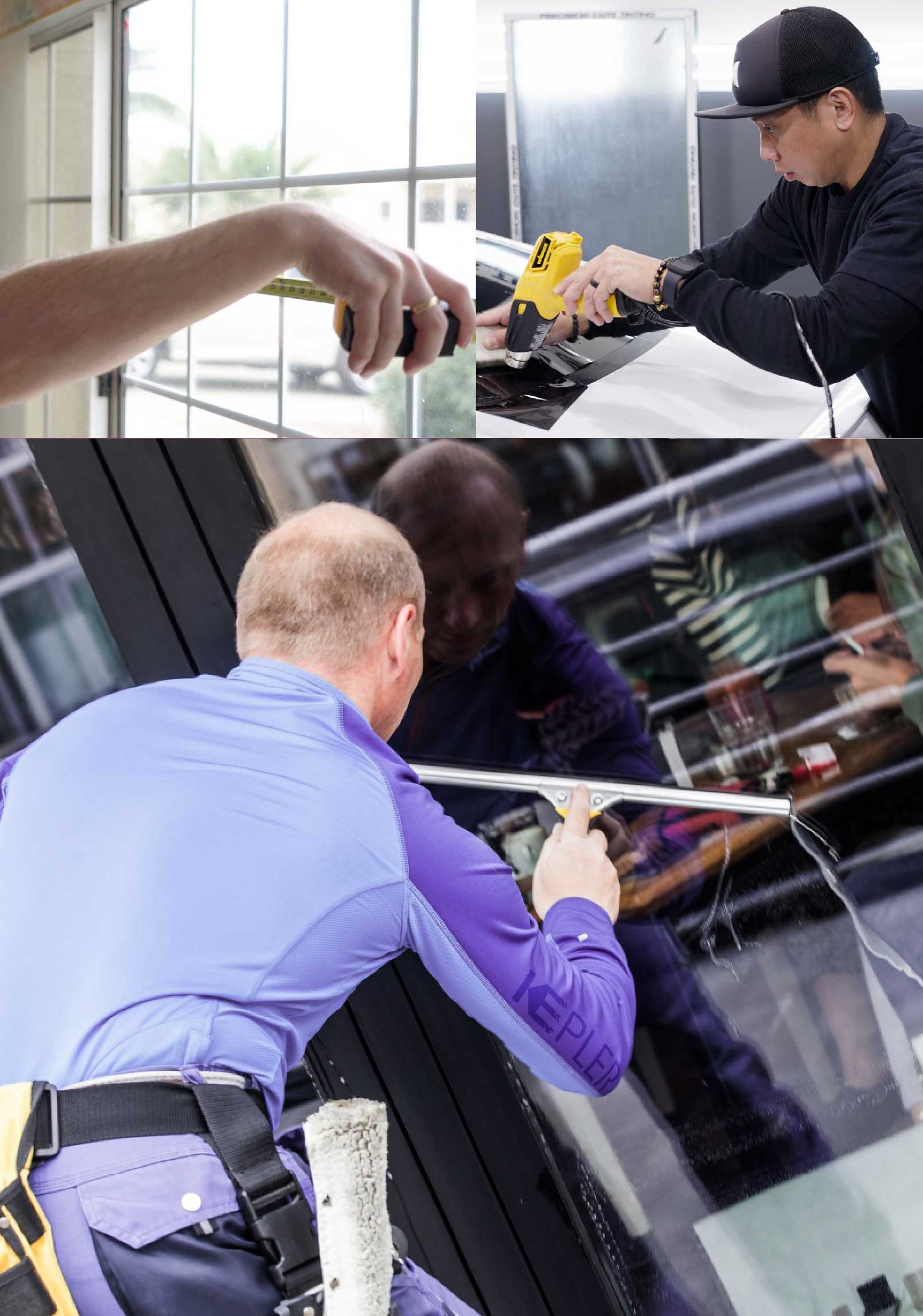 Kepler Skilled Applying Anti-Graffiti Window Film to a Burleson Shop Front