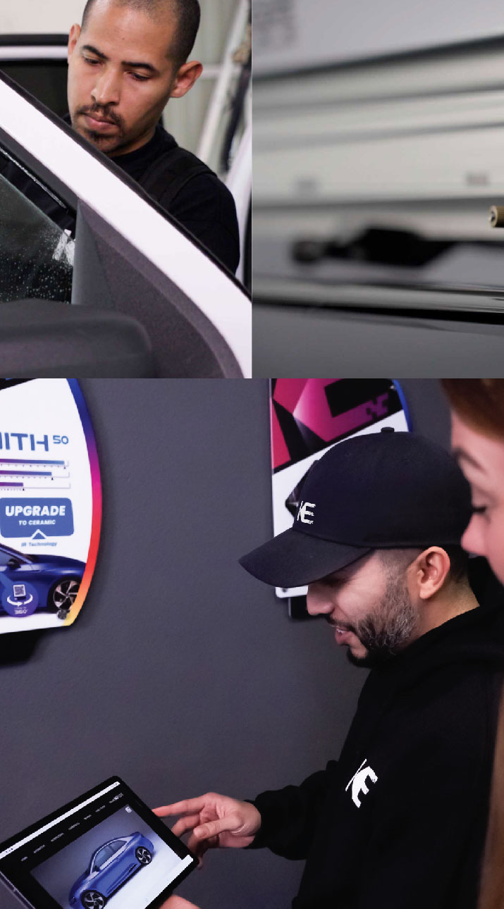 Kepler Dealer Showing Car Window Film Options to Customer in Clarksburg, West Virginia