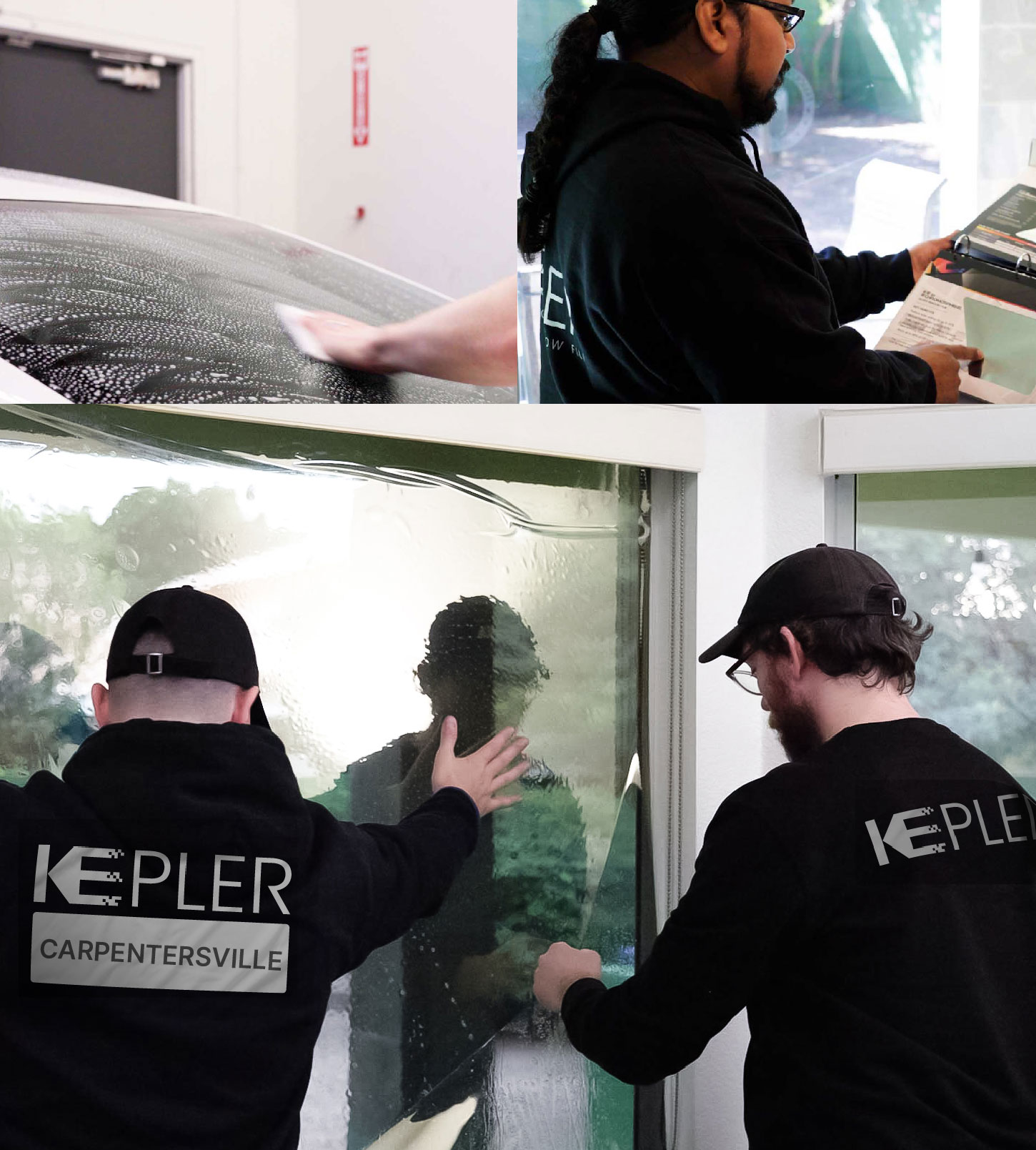 Expert Technician Installing Ceramic Window Tint to Home in Carpentersville