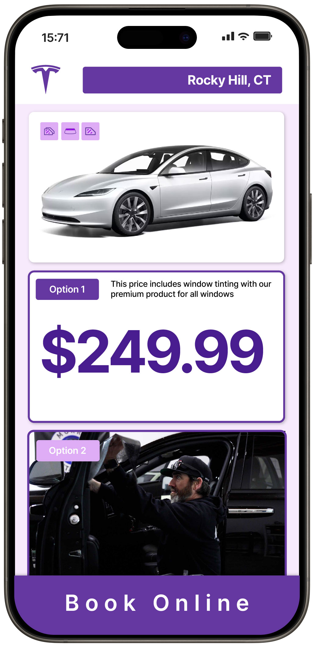 View Reasonable Tesla Window Tinting Rates in Rocky Hill, Connecticut