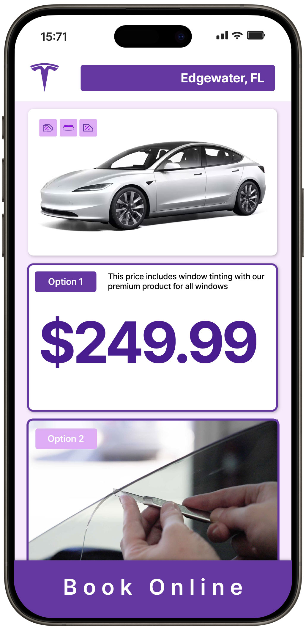 View Competitive Tesla Window Tinting Prices in Edgewater, Florida