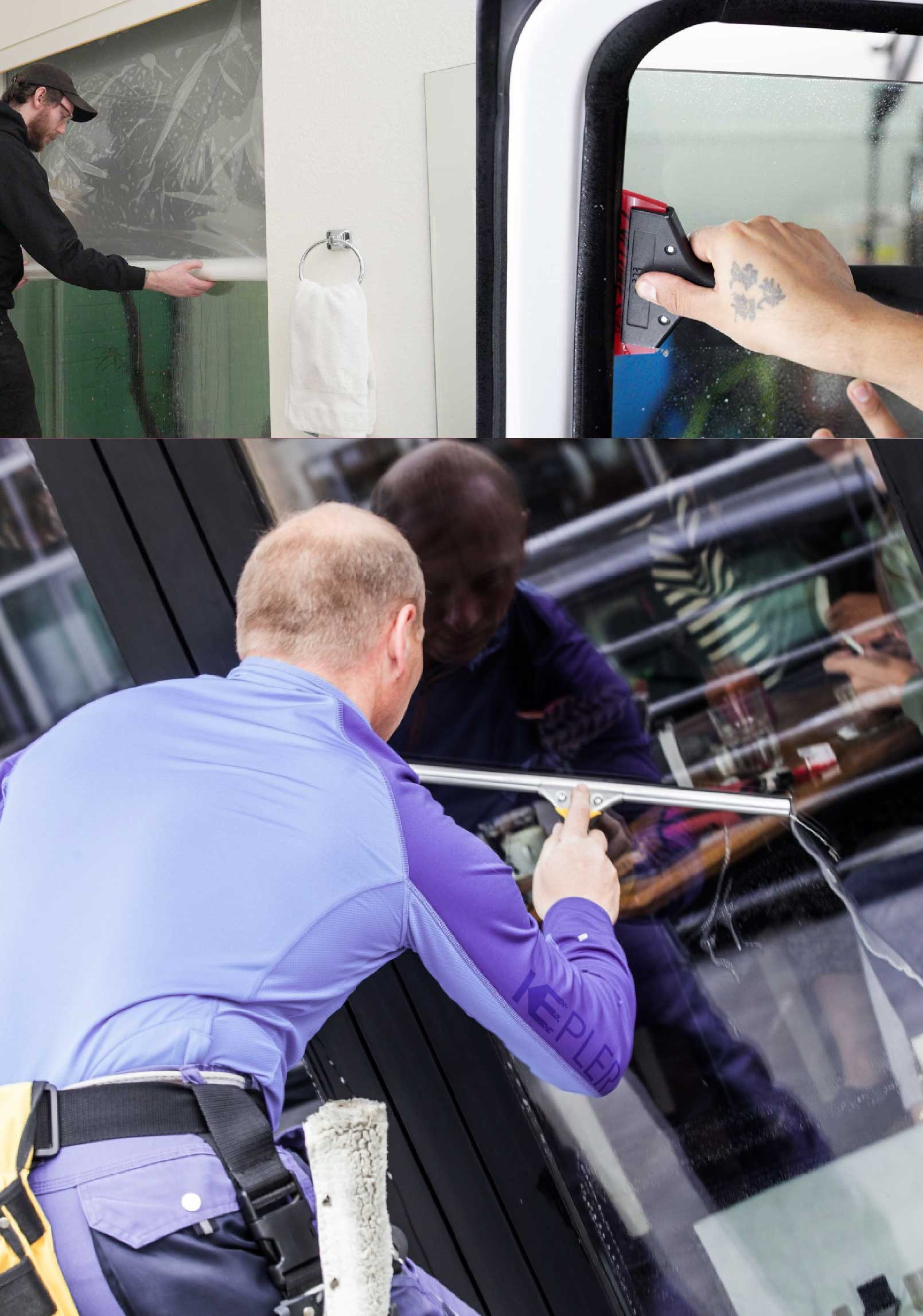 Kepler Skilled Applying Anti-Graffiti Window Film to a Monroe Shop Front