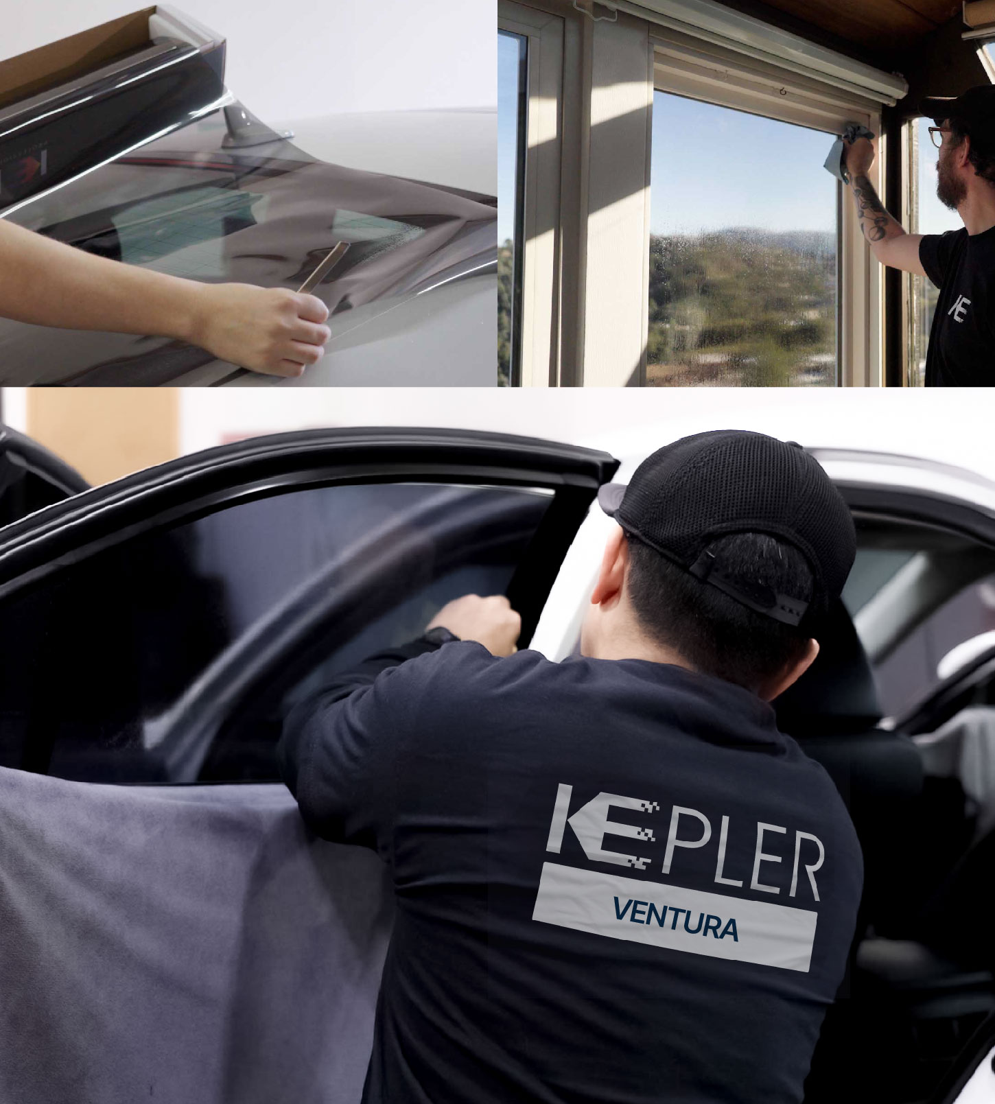 Automotive Window Tinting Expert Applying Film in Ventura, California