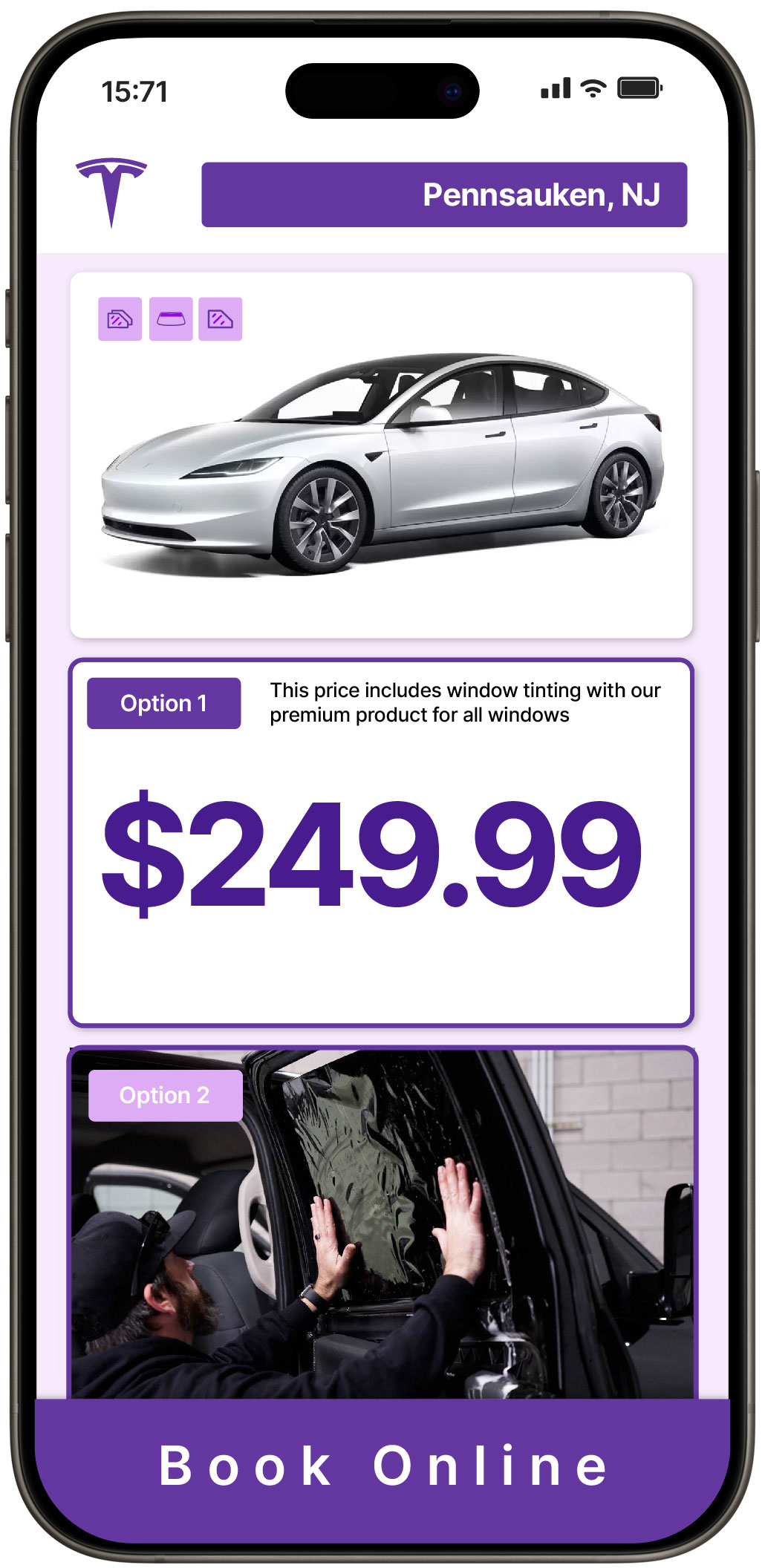 View Competitive Tesla Window Tinting Costs in Pennsauken, New Jersey