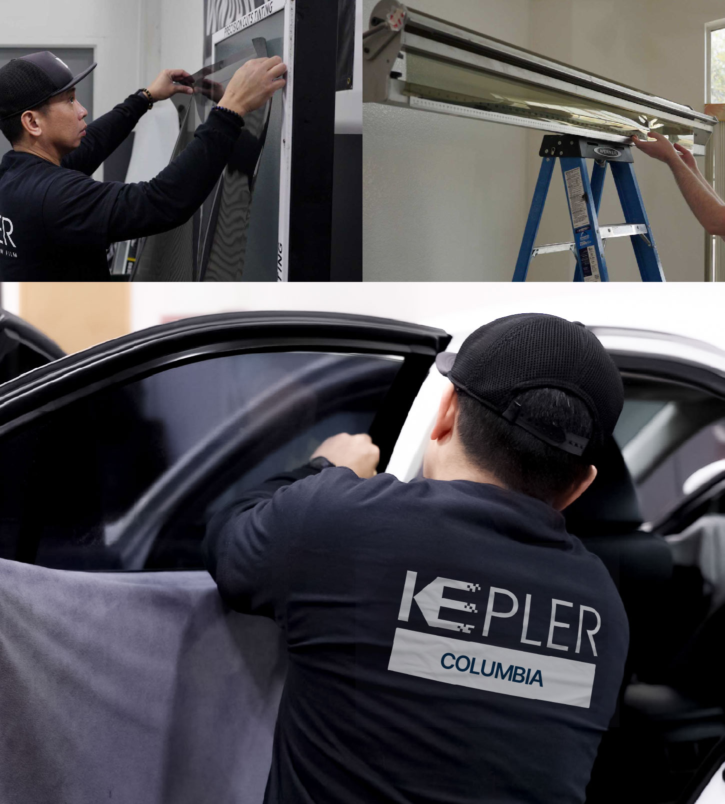 Automotive Window Tinting Expert Applying Film in Columbia, Maryland