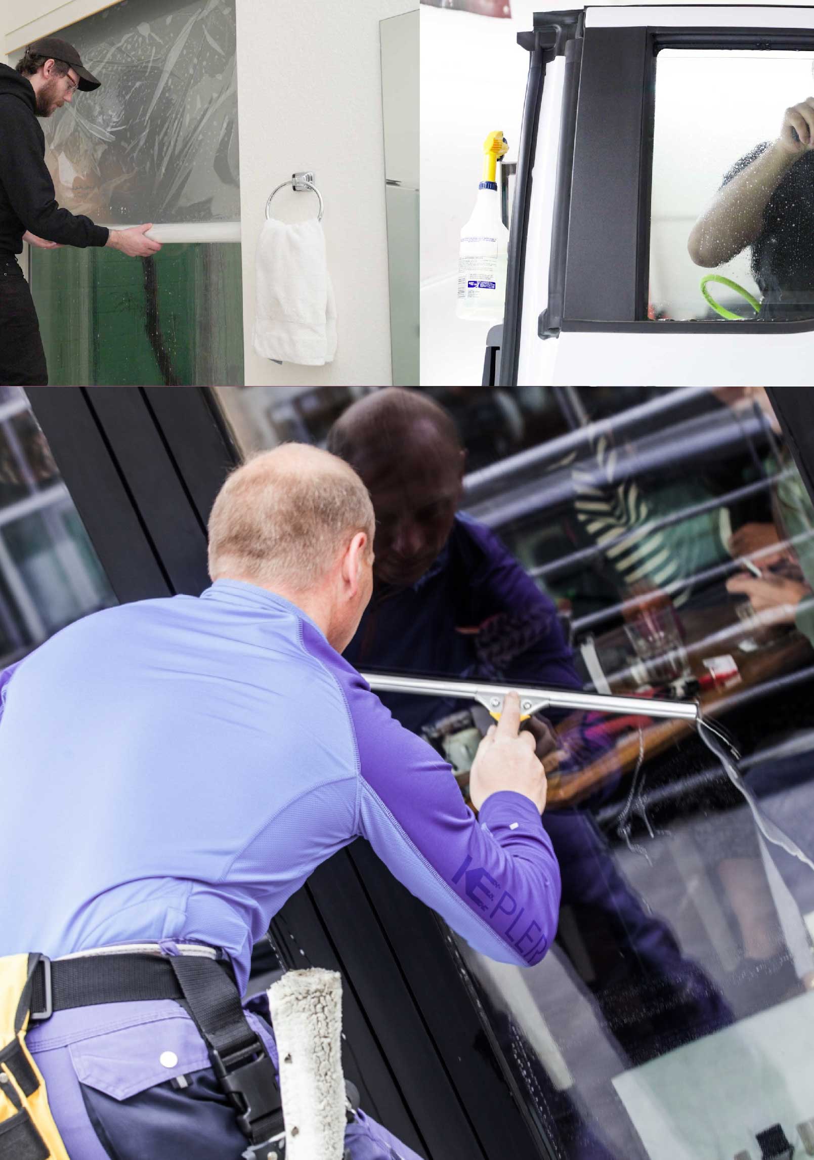 Kepler Skilled Applying Anti-Graffiti Window Film to a Selden Shop Front