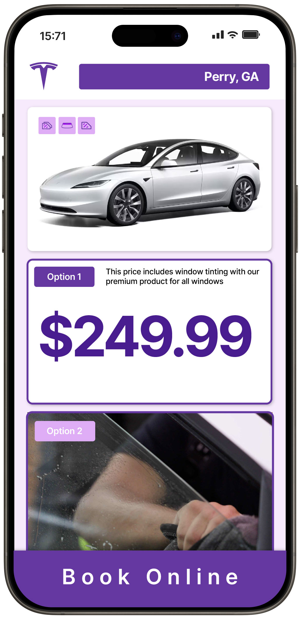 View Affordable Tesla Window Tinting Rates in Perry, Georgia