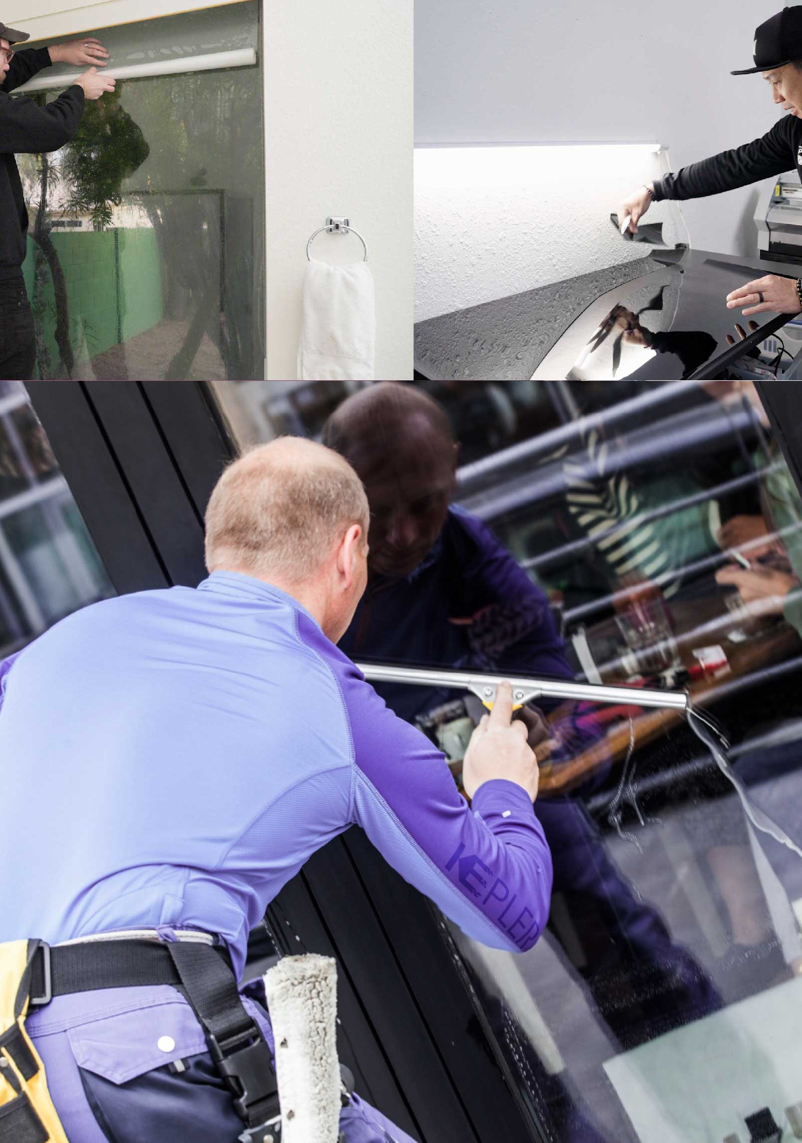 Kepler Skilled Applying Anti-Graffiti Window Film to a Olive Branch Shop Front