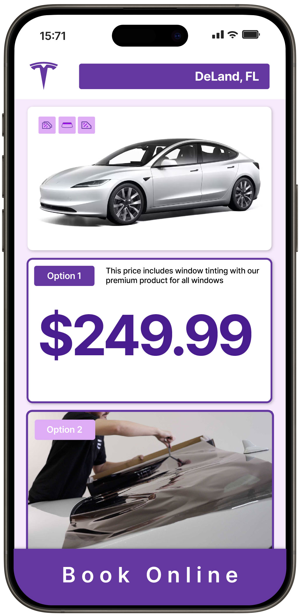 View Reasonable Tesla Window Tinting Rates in DeLand, Florida