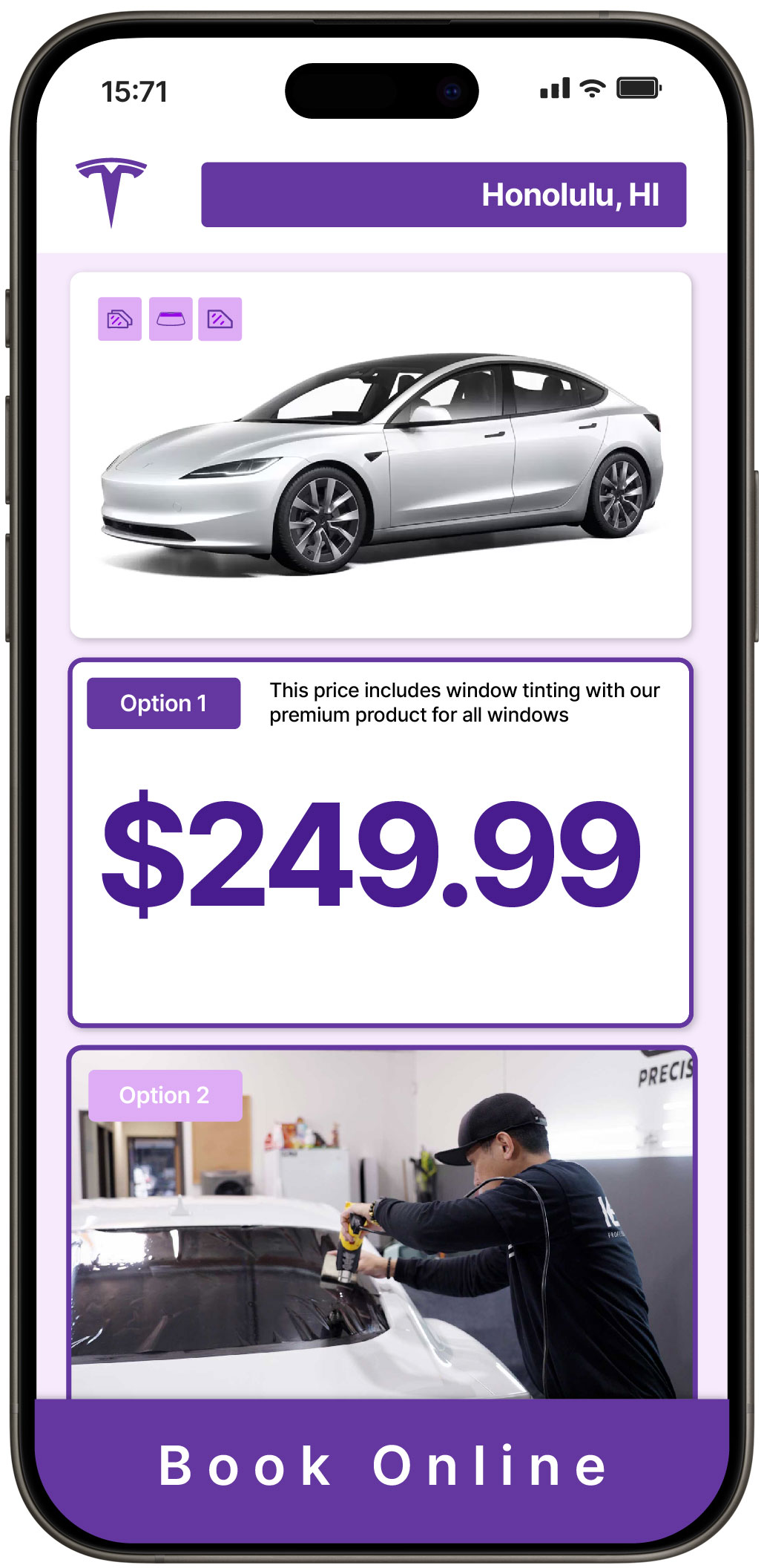 View Competitive Tesla Window Tinting Rates in Honolulu, Hawaii