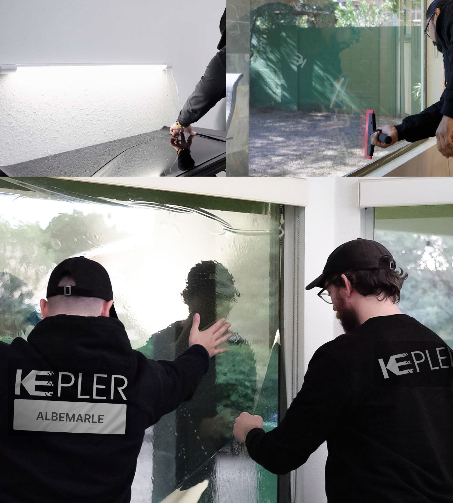 Kepler Technician Applying High-tech Window Tint to Home in Albemarle