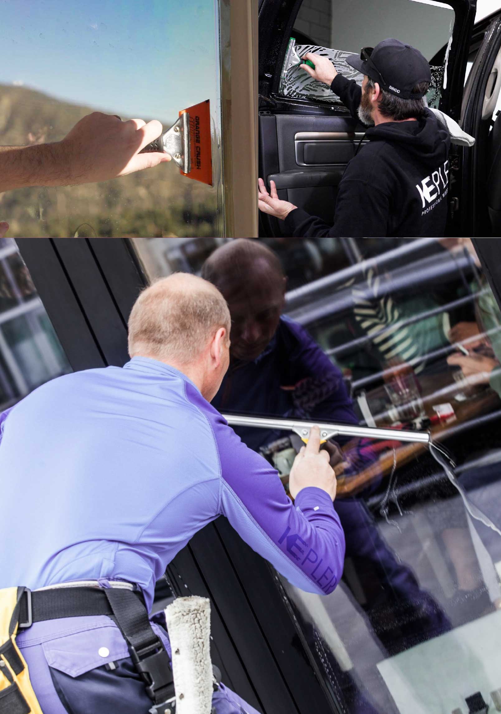 Kepler Expert Applying Anti-Graffiti Window Film to a East Glastonbury Shop Front