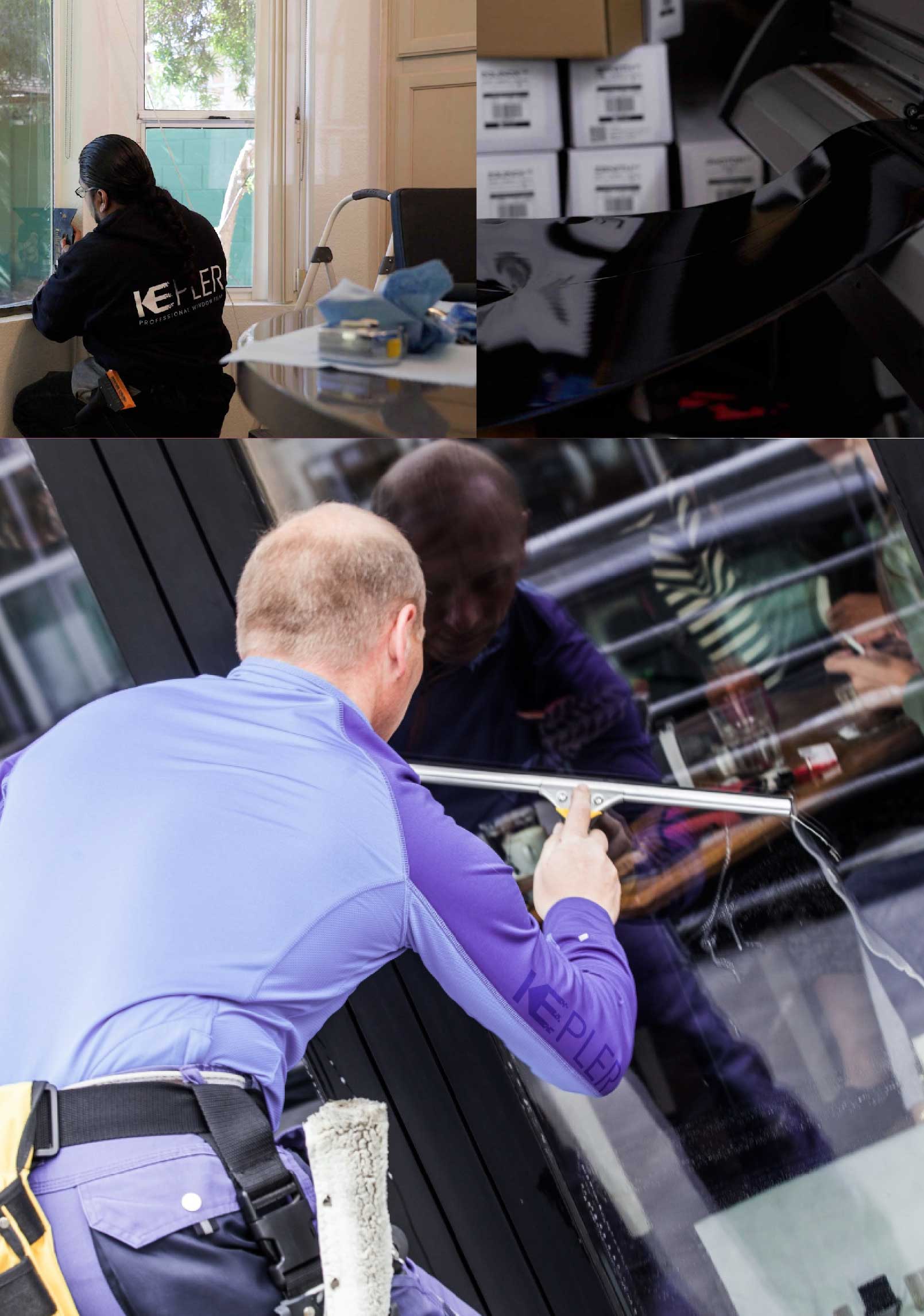 Kepler Skilled Applying Anti-Graffiti Window Film to a Glen Burnie Shop Front