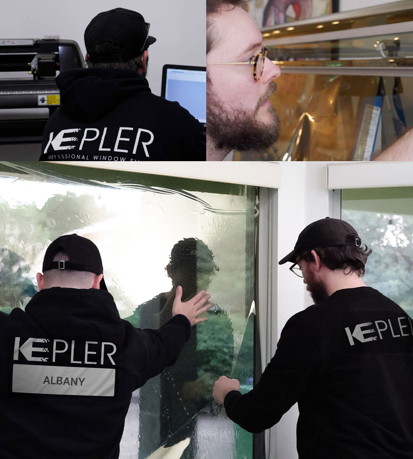Expert Technician Installing Ceramic Window Tint to Home in Albany