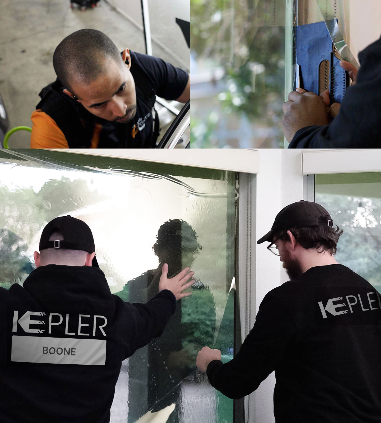 Expert Technician Fitting High-tech Window Tint to Home in Boone