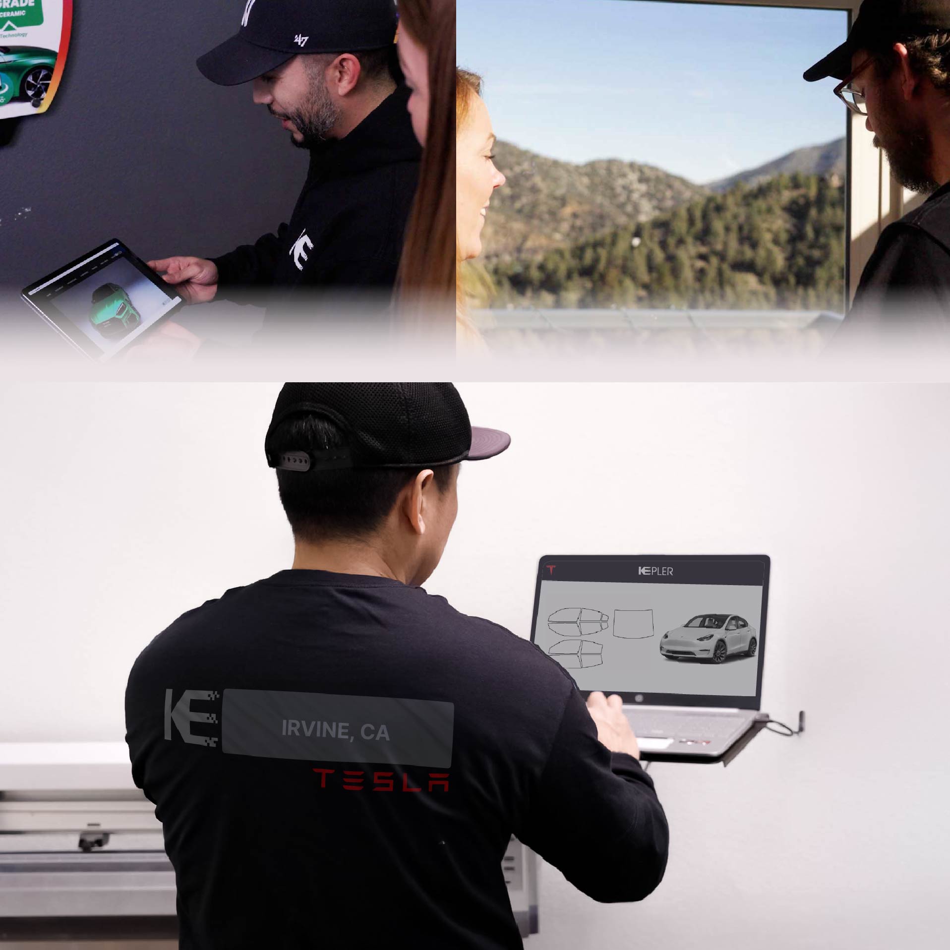 Kepler Technician Installing High-tech Window Tint to Tesla in Irvine