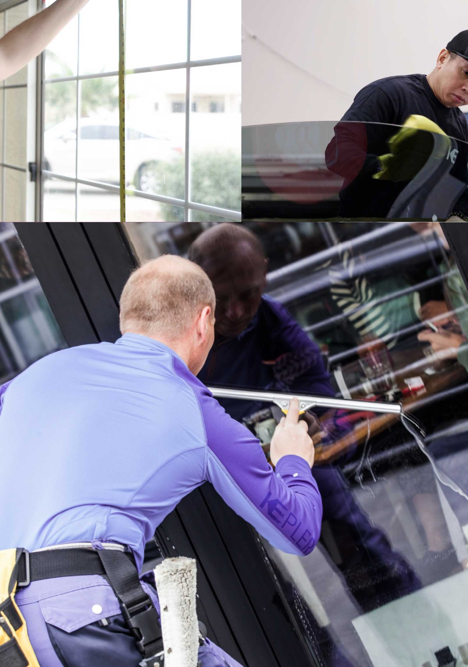 Kepler Skilled Applying Anti-Graffiti Window Film to a Encino Shop Front