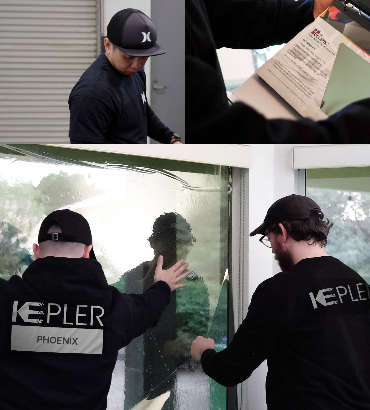 Expert Technician Applying Ceramic Window Tint to Home in Phoenix