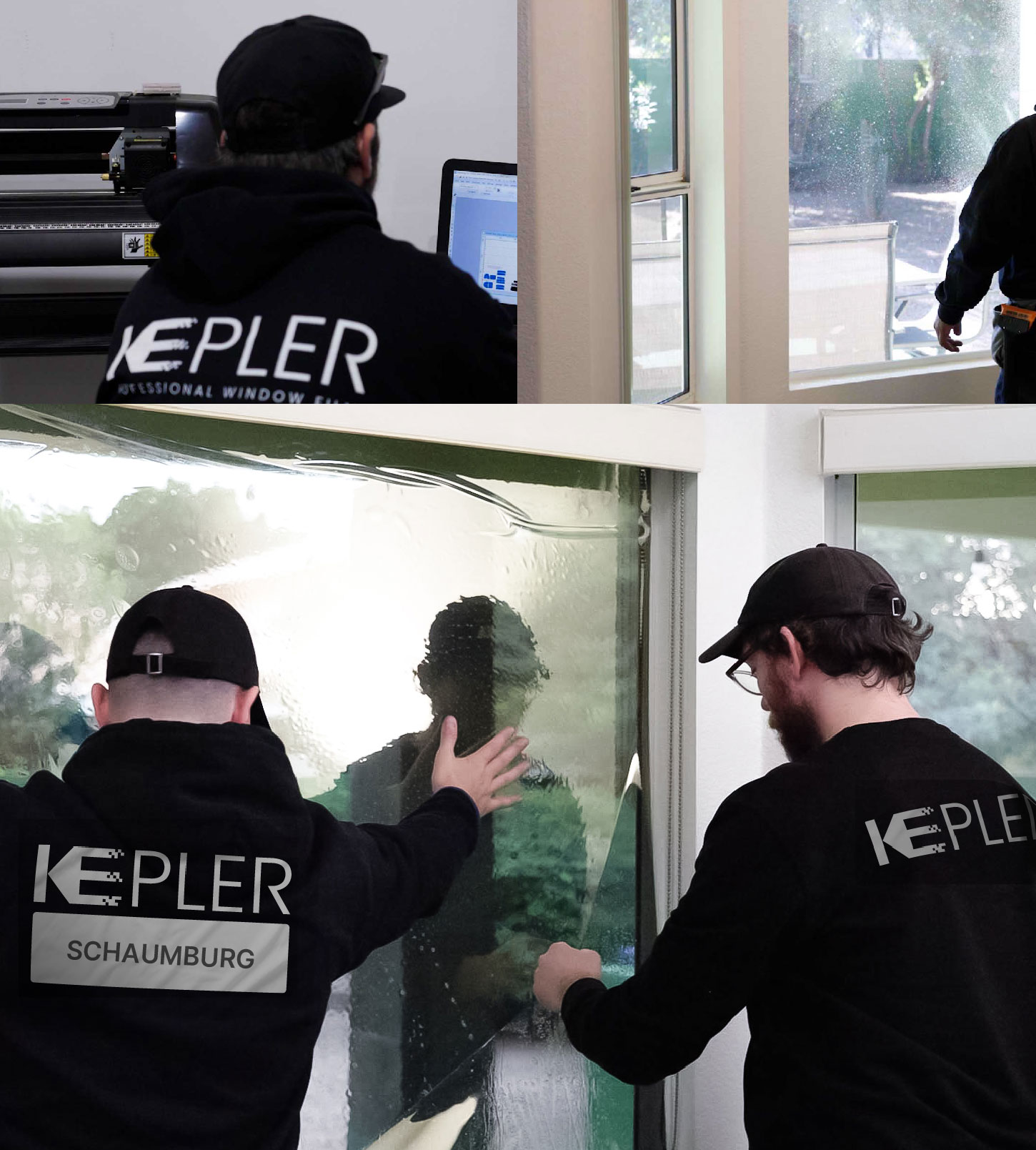 Expert Technician Installing High-tech Window Tint to Home in Schaumburg
