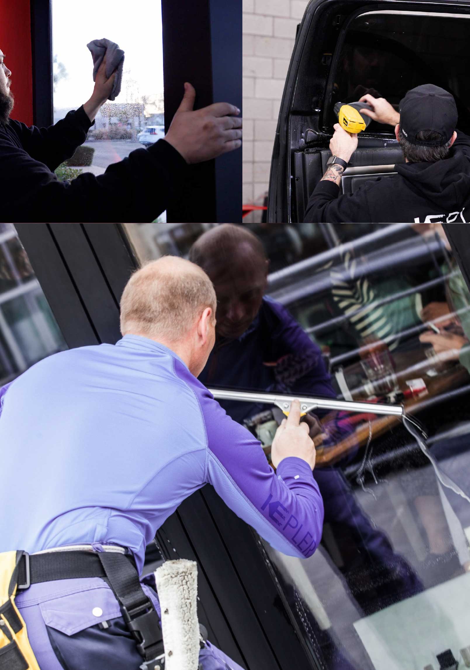 Kepler Skilled Applying Anti-Graffiti Window Film to a Daly City Shop Front