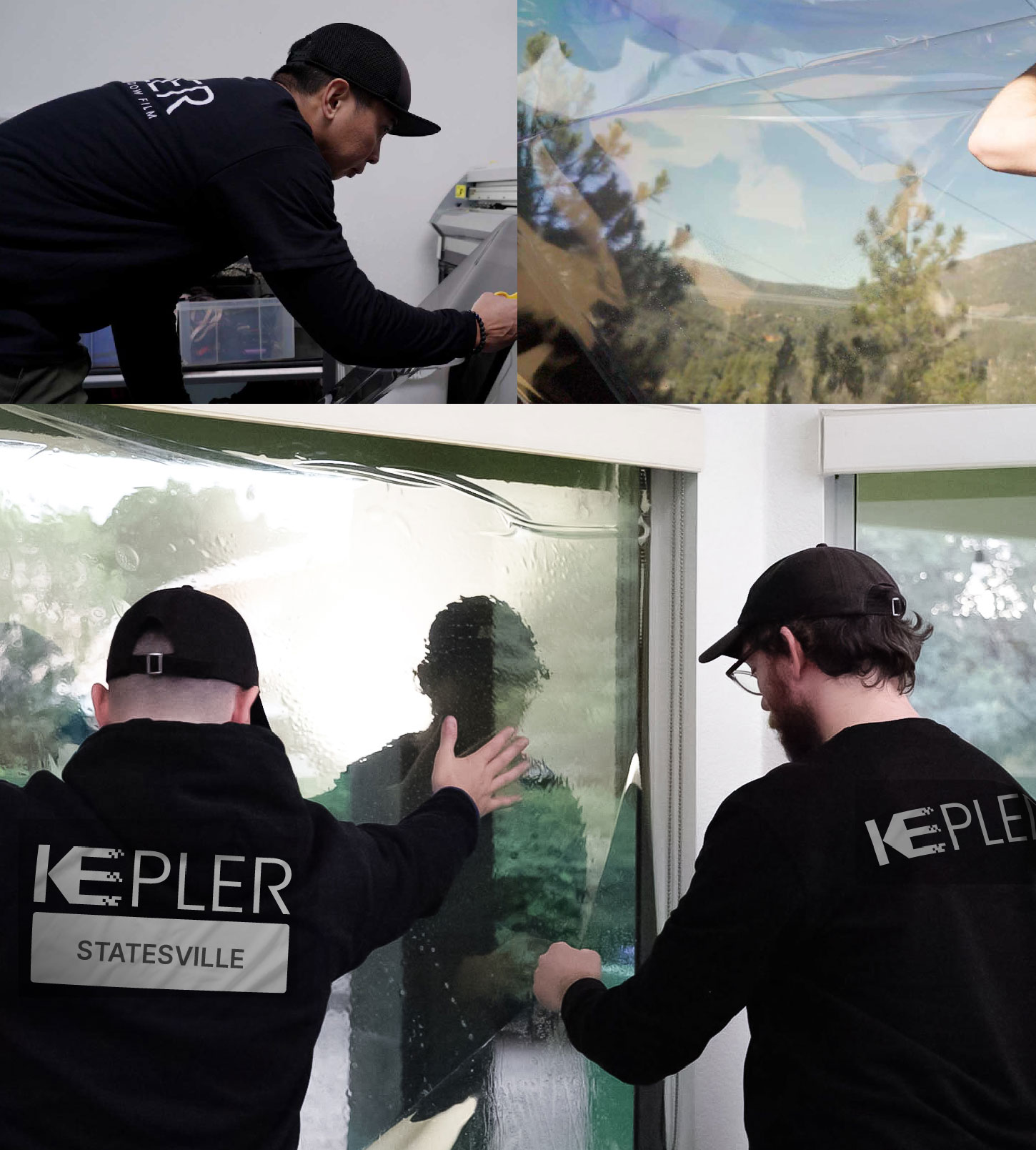 Expert Technician Applying Advanced Window Tint to Home in Statesville