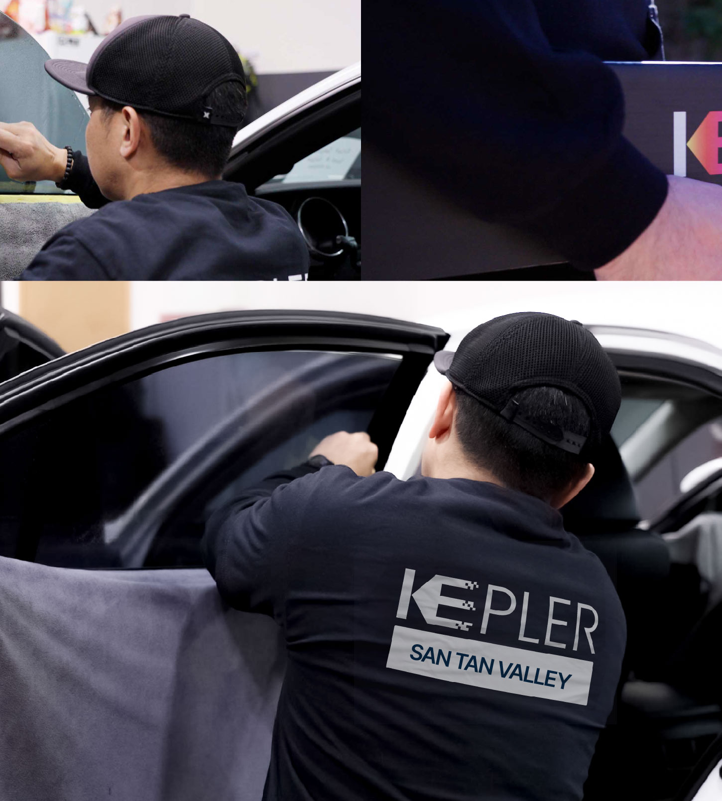 Automotive Window Tinting Expert Applying Film in San Tan Valley, Arizona