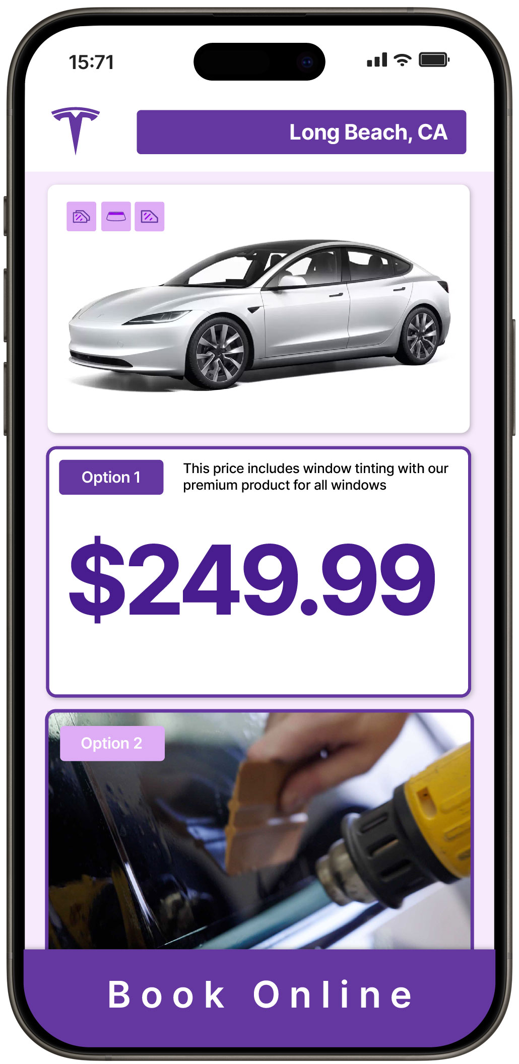 View Competitive Tesla Window Tinting Costs in Long Beach, California