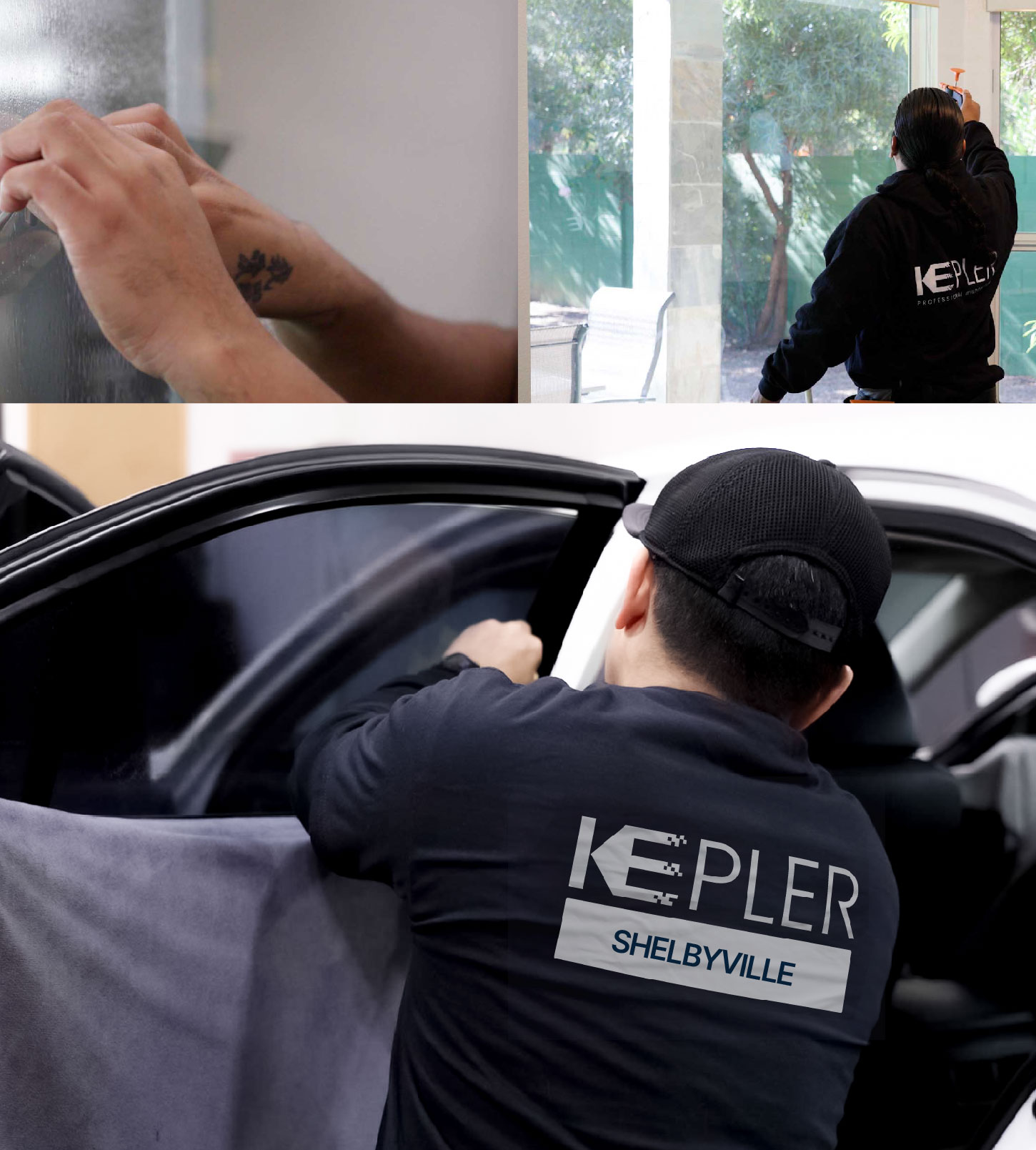 Automotive Window Tinting Expert Applying Film in Shelbyville, Tennessee