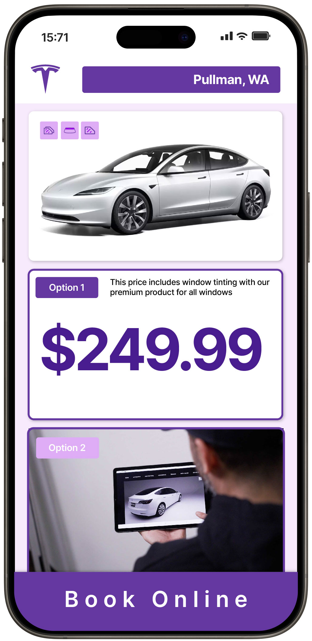 View Affordable Tesla Window Tinting Rates in Pullman, Washington