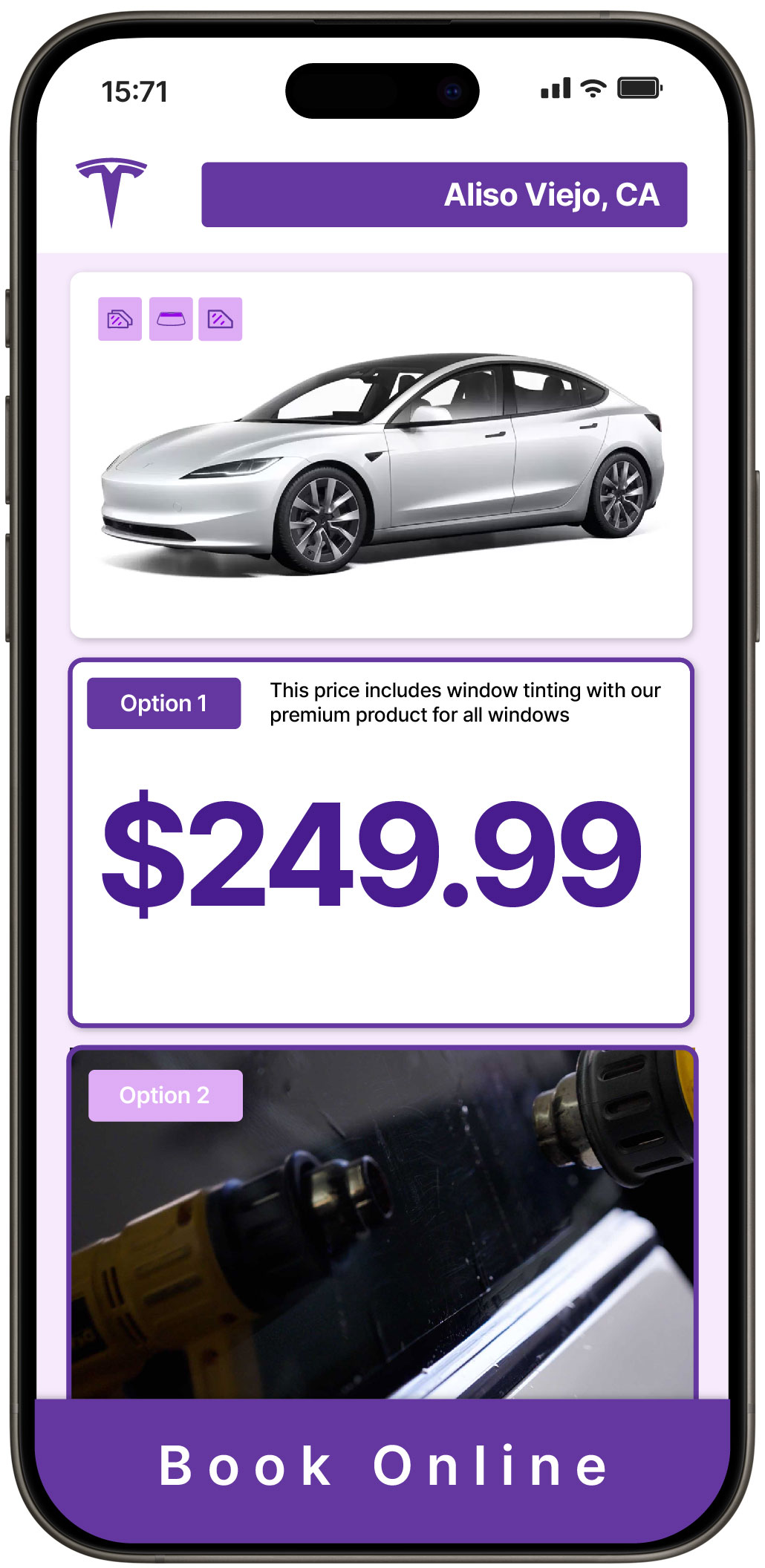 View Affordable Tesla Window Tinting Prices in Aliso Viejo, California