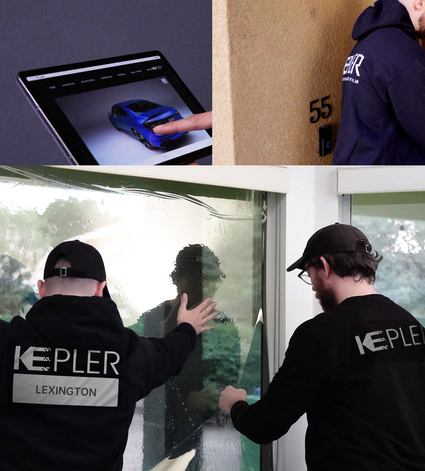 Expert Technician Installing High-tech Window Tint to Home in Lexington