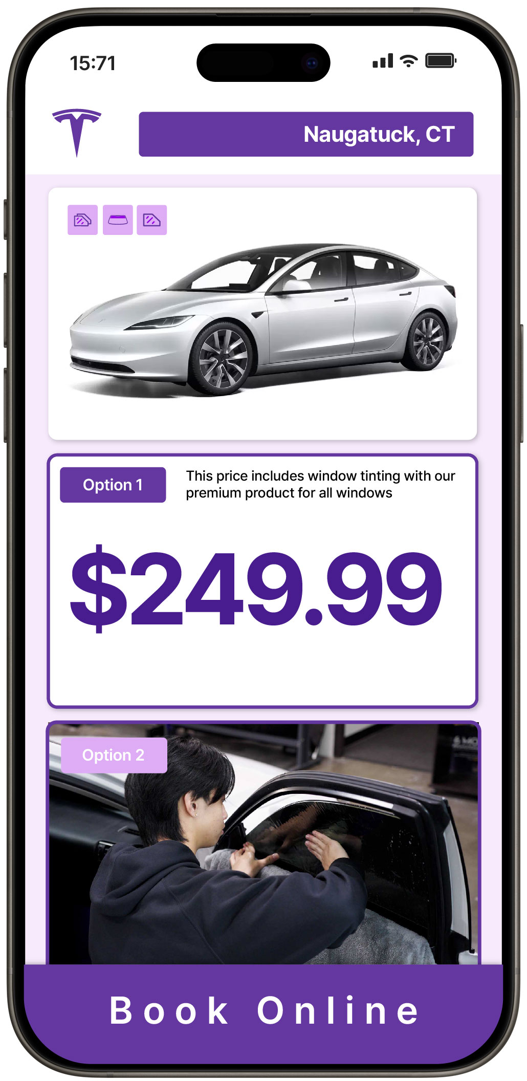 View Competitive Tesla Window Tinting Prices in Naugatuck, Connecticut